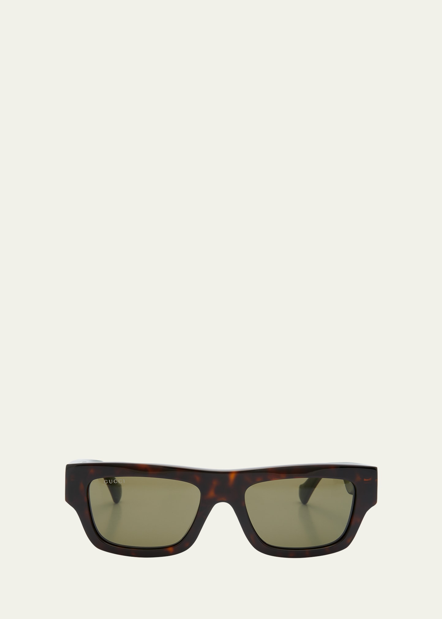 Gucci Men's Rectangle Acetate Sunglasses With Logo In Havana