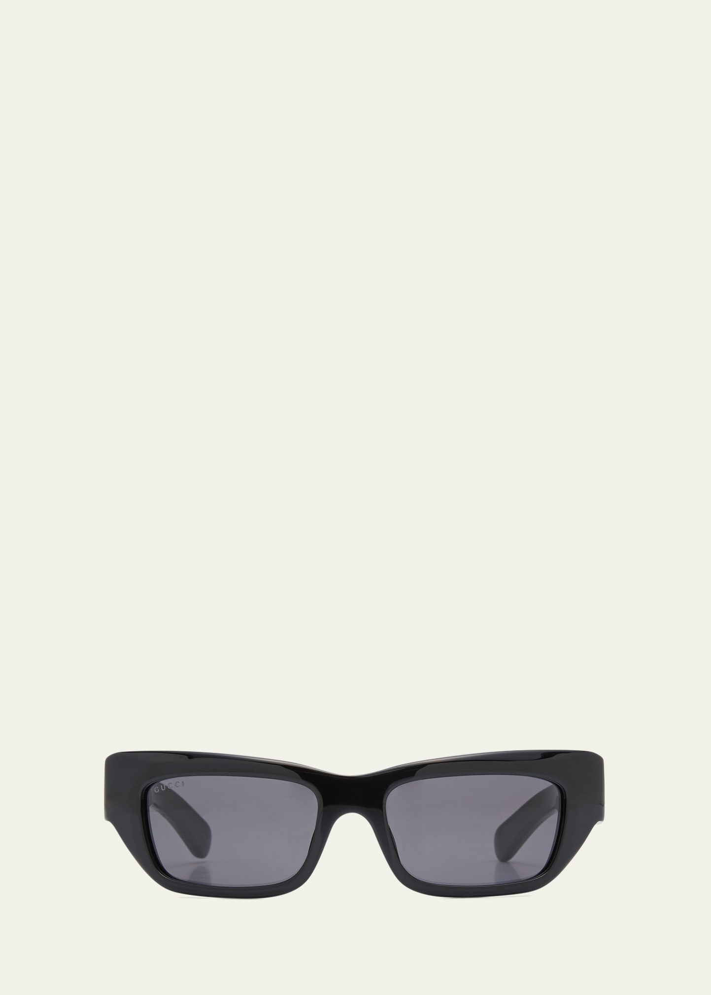 Men's Full-Rim Logo Embellished Acetate Rectangle Sunglasses