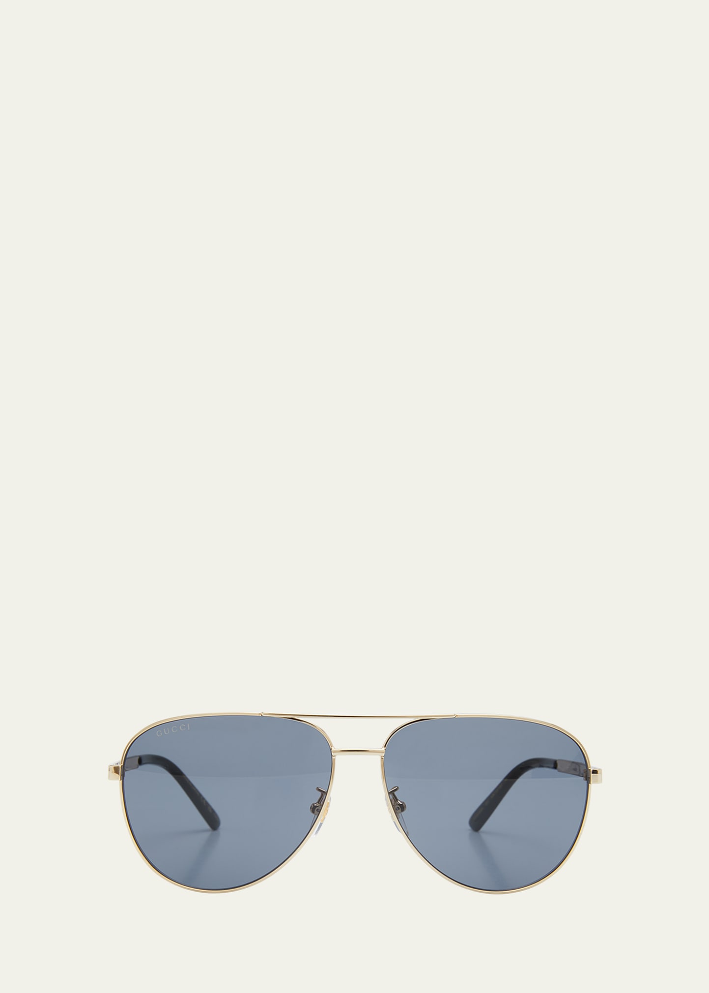 Men's Striped Logo Metal Aviator Sunglasses