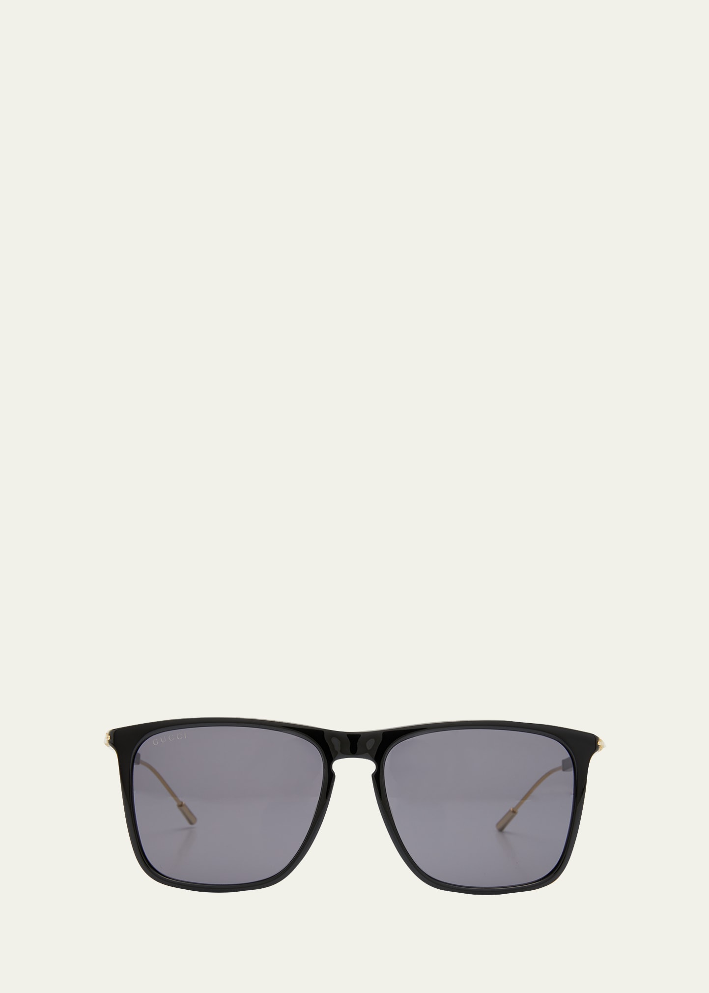 Shop Gucci Men's Logo Plaqué Aviator Sunglasses In Black