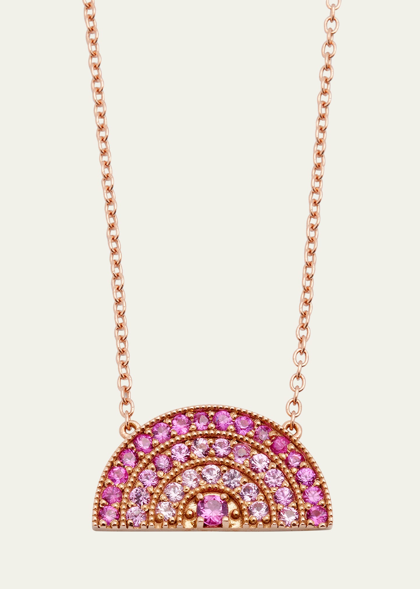 14K Rose Gold Perfect Pink Sapphire Rainbow Necklace