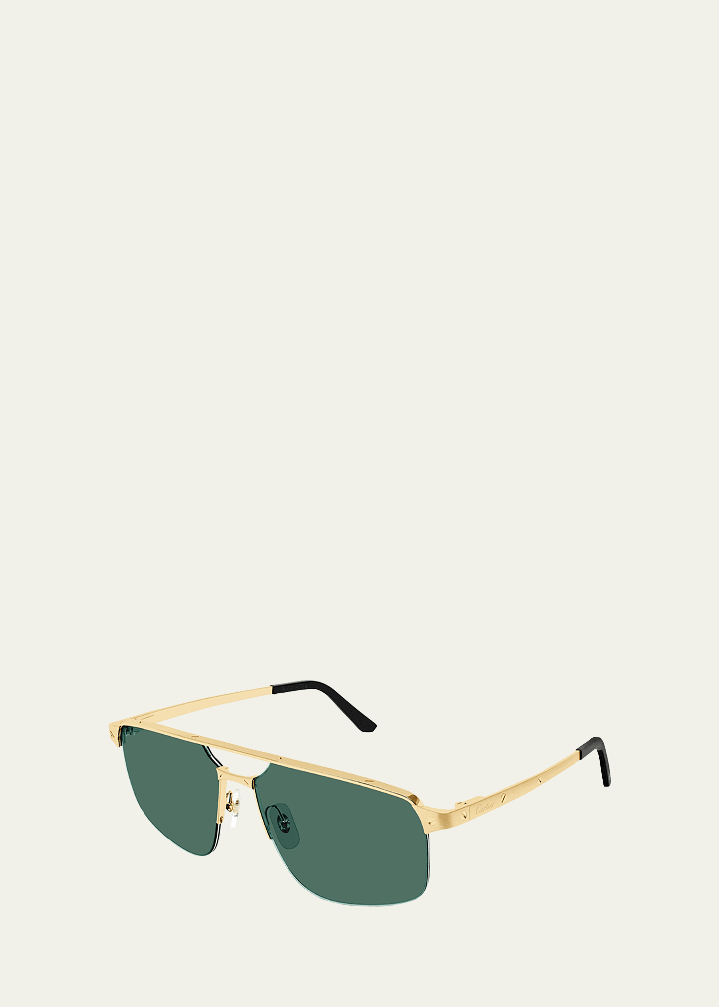 Shop Cartier Men's Square Rimless Metal Sunglasses In 002 Gold