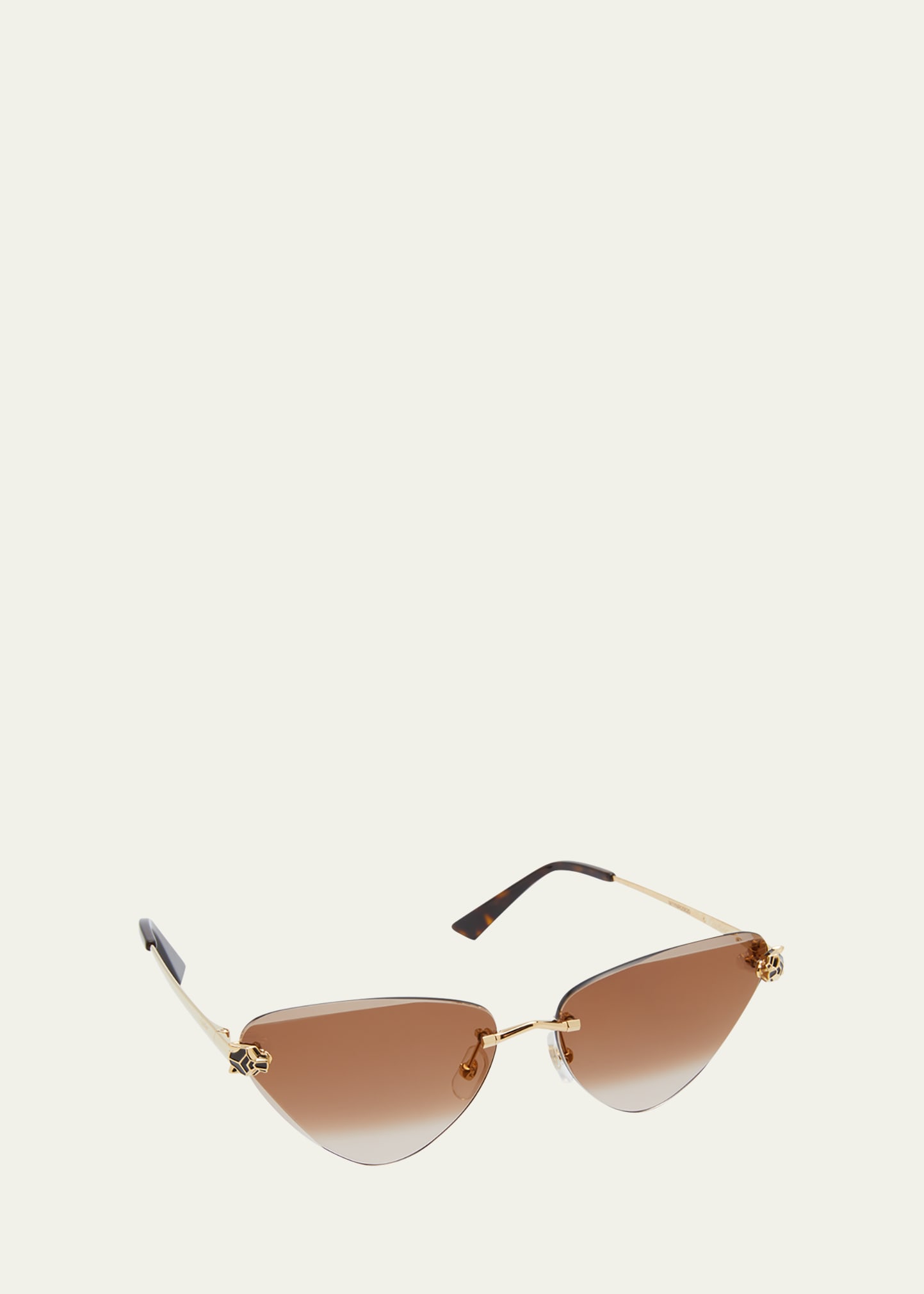 Cartier Panther Metal Cat-eye Sunglasses In Gold