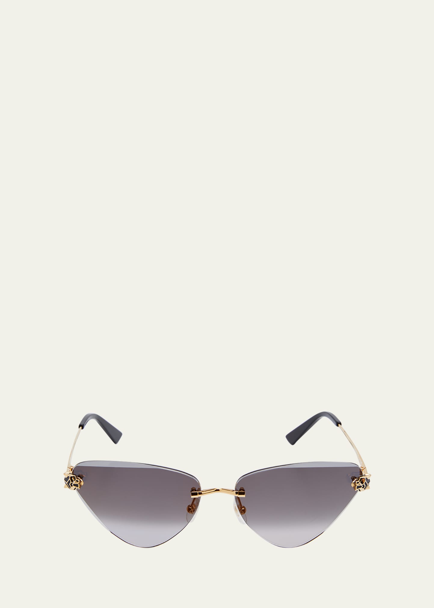 Cartier Panther Metal Cat-eye Sunglasses In 001 Smooth Golden