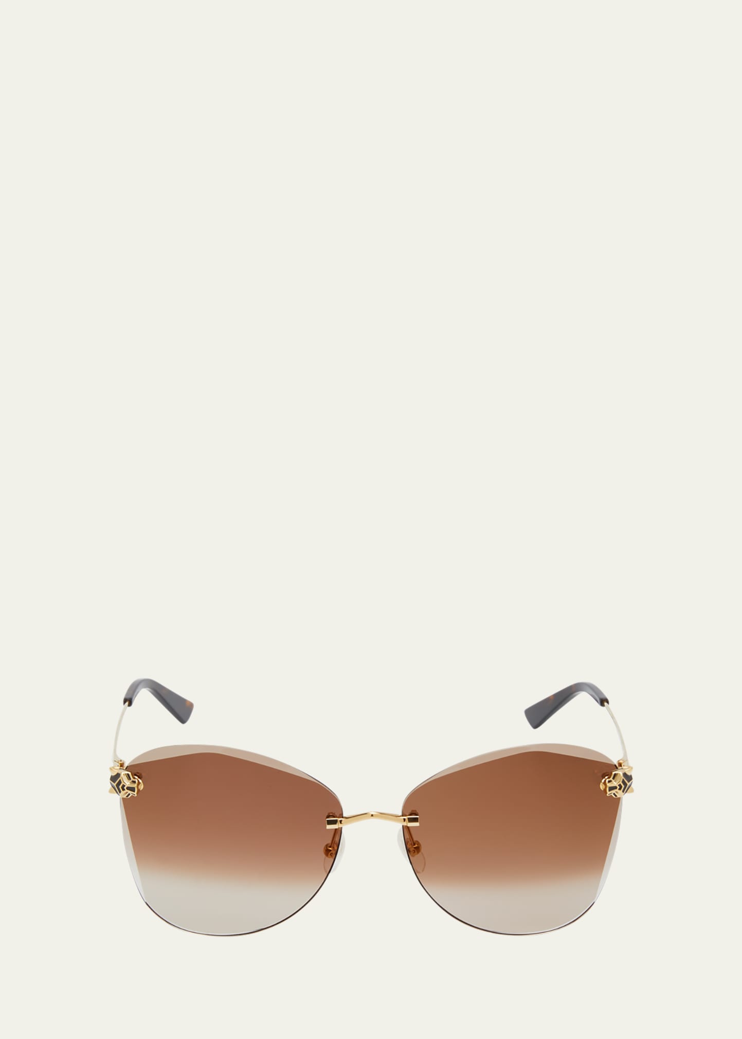 Shop Cartier Panther Metal Butterfly Sunglasses In 002 Smooth Golden