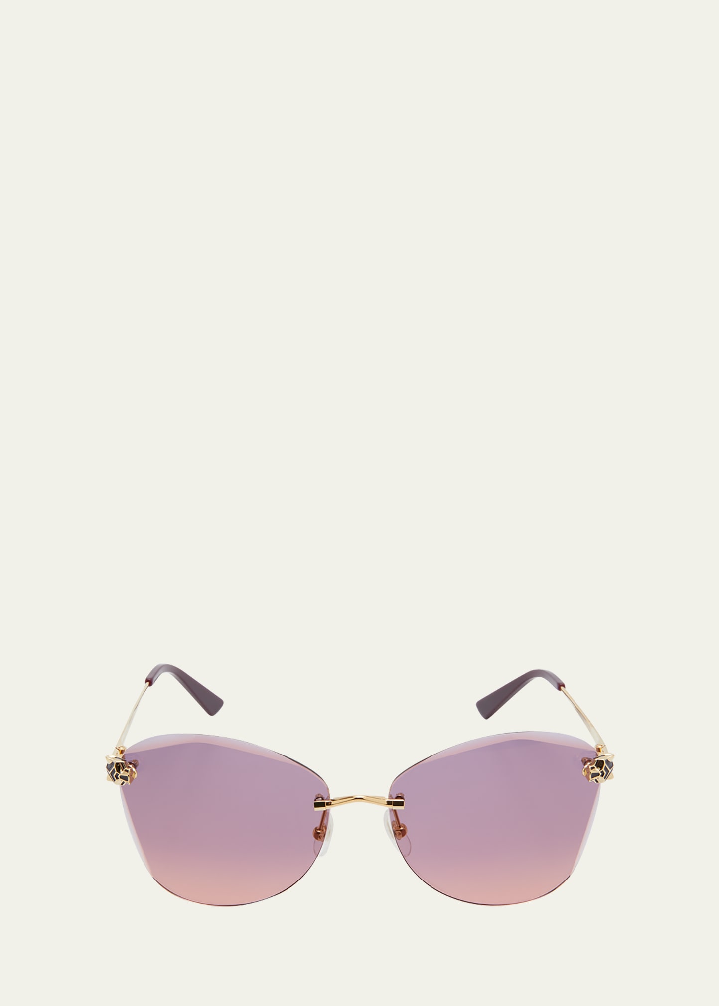 Cartier Panther Metal Butterfly Sunglasses In 003 Smooth Golden