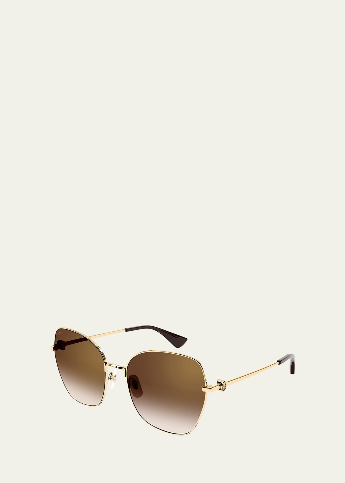 Cartier Logo Metal Butterfly Sunglasses In 002 Smooth Golden