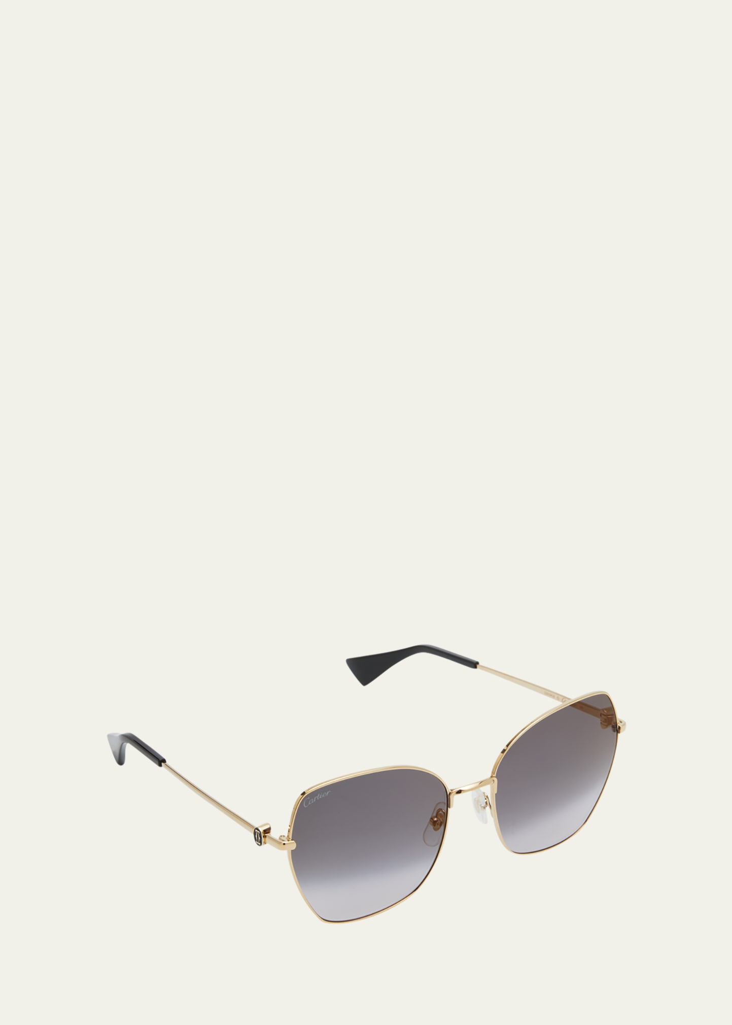 Cartier Logo Metal Butterfly Sunglasses In 001 Smooth Golden