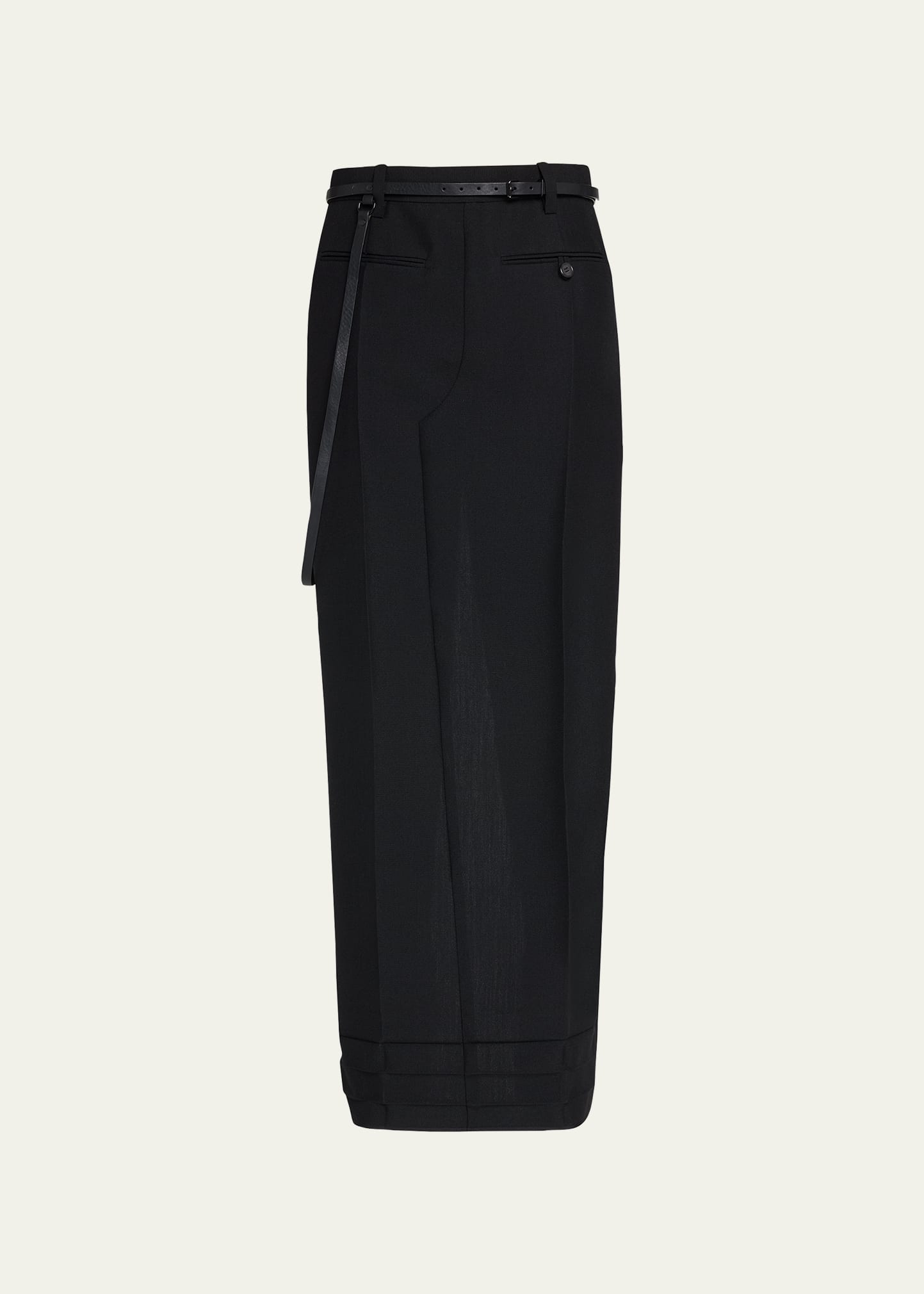 Marc Jacobs Long Trouser Skirt With Skinny Leather Belt In Black