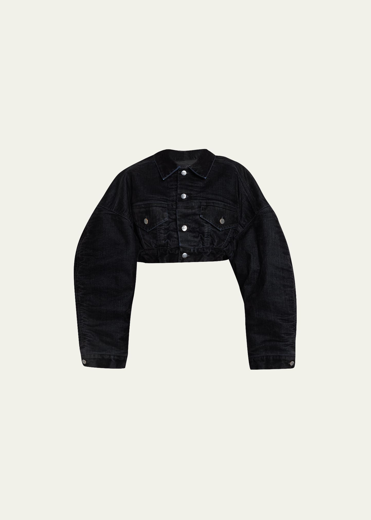 Marc Jacobs Flocked Denim Cropped Ball Jacket In Black