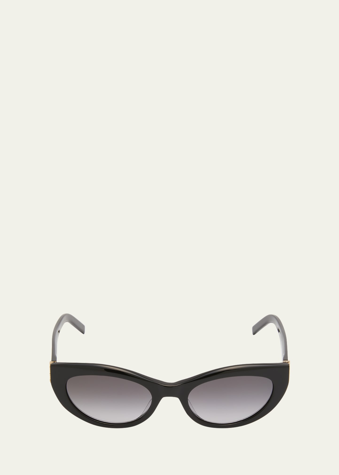 Shop Saint Laurent Ysl Acetate Cat-eye Sunglasses In Shiny Solid Ivory