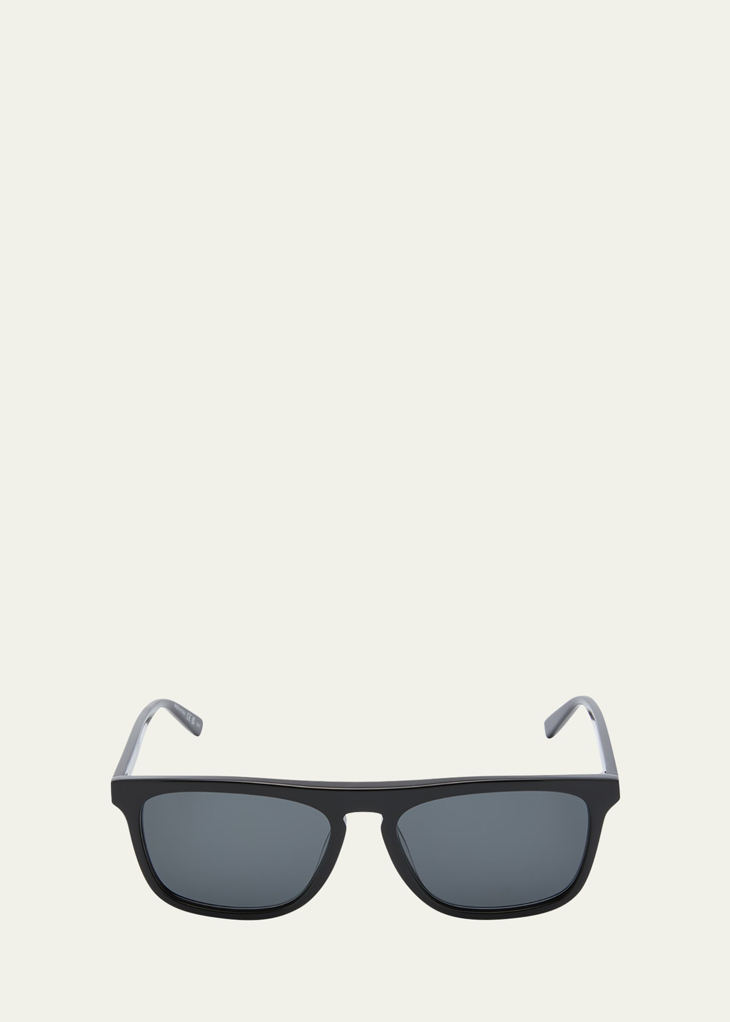 Shop Saint Laurent Men's Slim Acetate Aviator Sunglasses With Logo In Shiny Solid Black