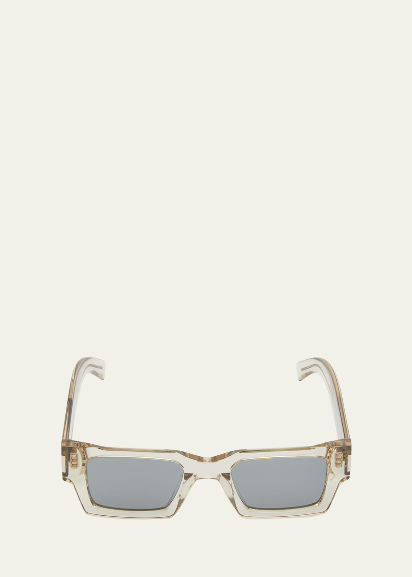 SAINT LAURENT MEN'S RECTANGLE ACETATE SUNGLASSES WITH LOGO