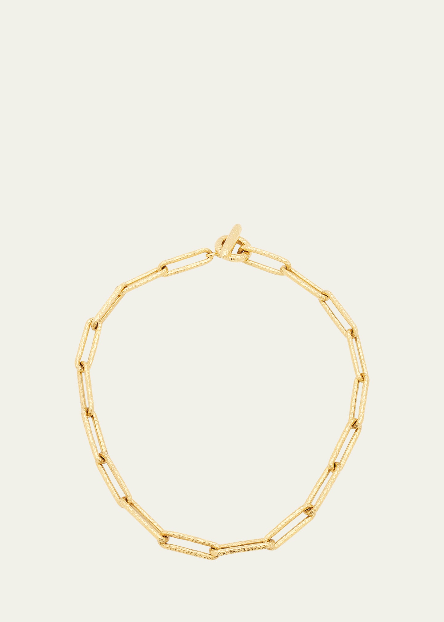 24K Hammered Yellow Gold Cable Chain Necklace