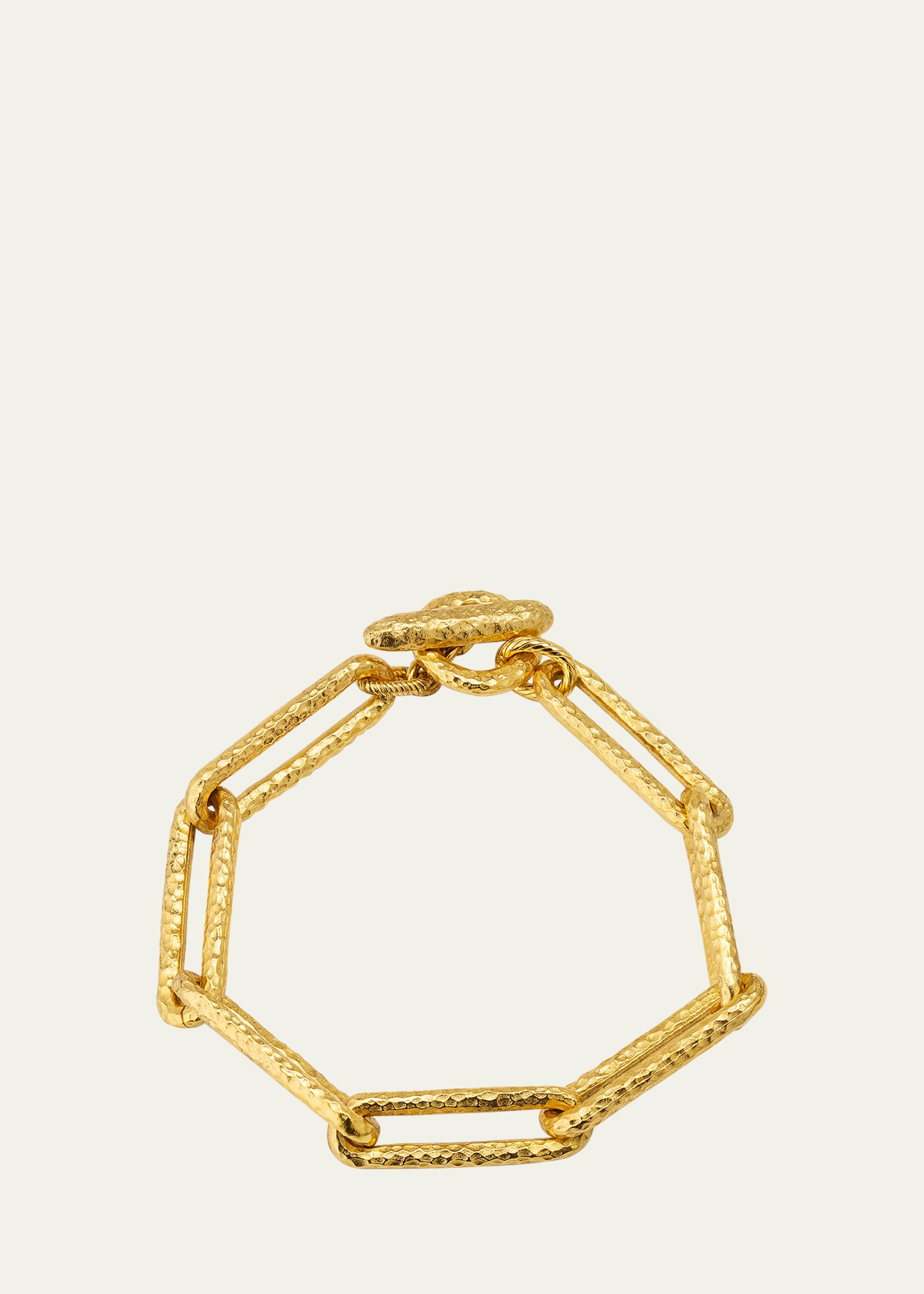 24K Hammered Yellow Gold Cable Chain Bracelet