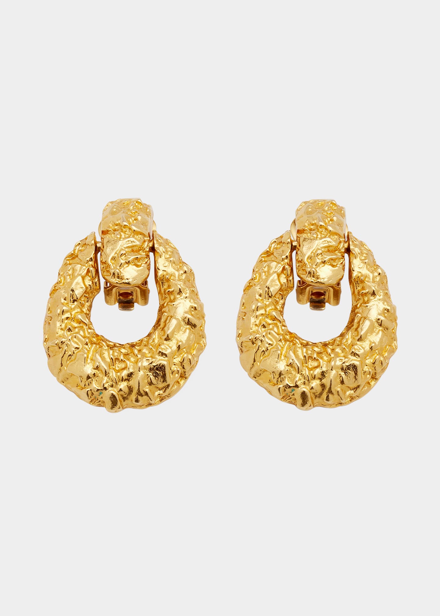 24K Yellow Gold Hammered Clip-On Earrings