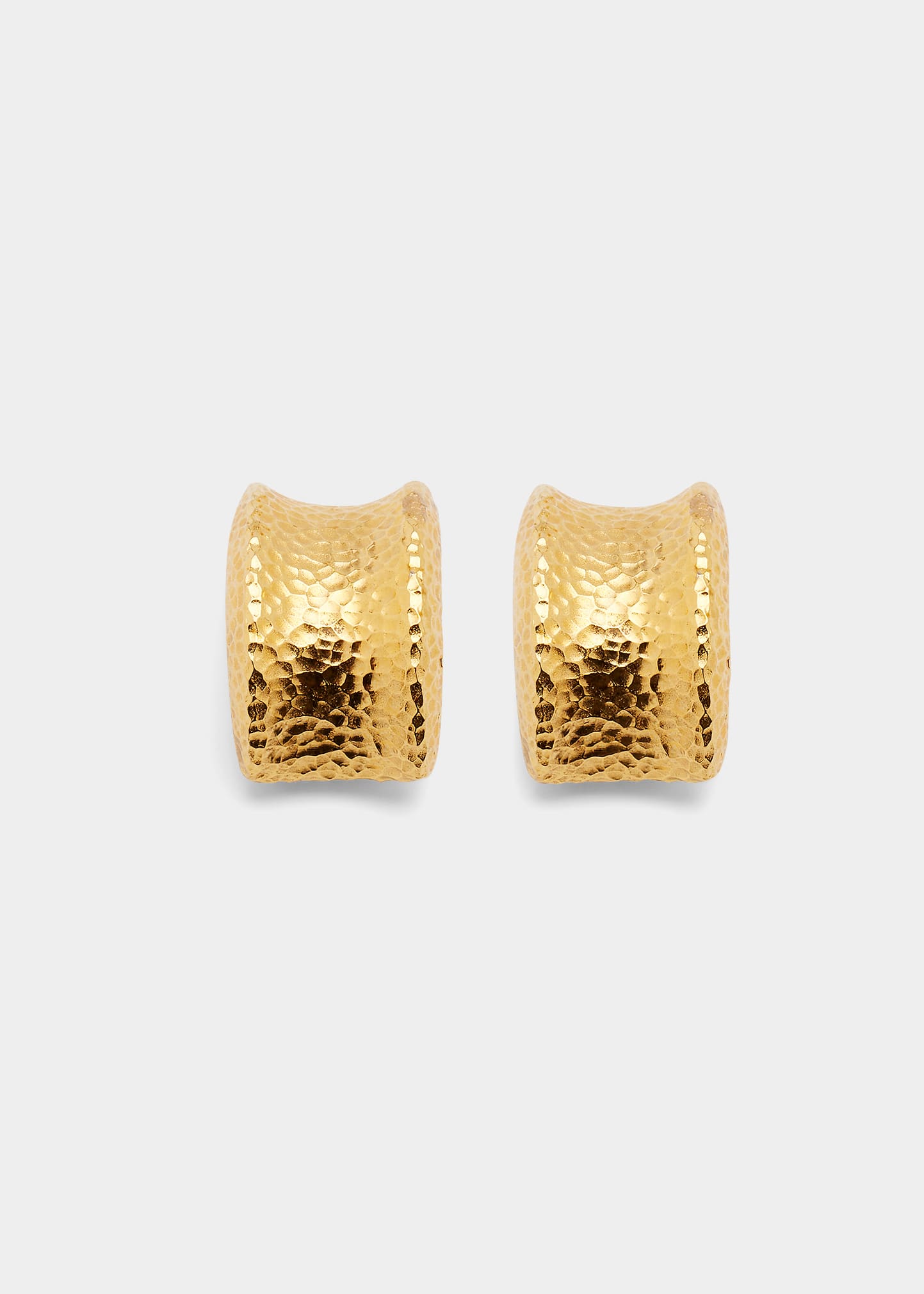 Hammered Gold Clip-On Huggie Earrings