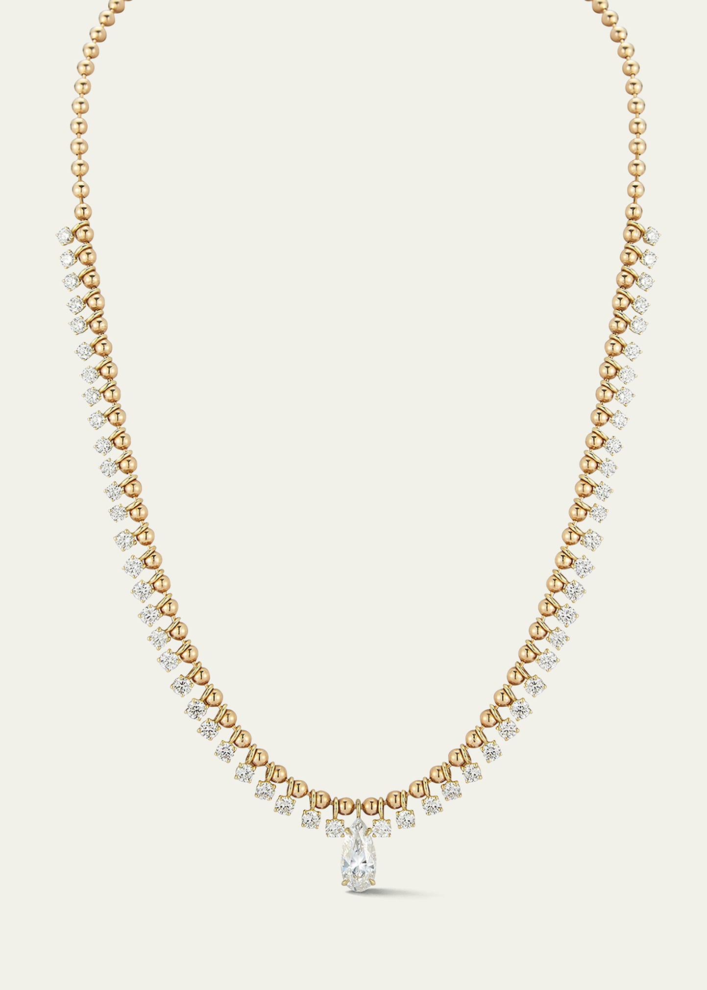 Jemma Wynne One-of-a-kind Connexion Diamond Fringe Necklace With Diamond Pear Center In Gold