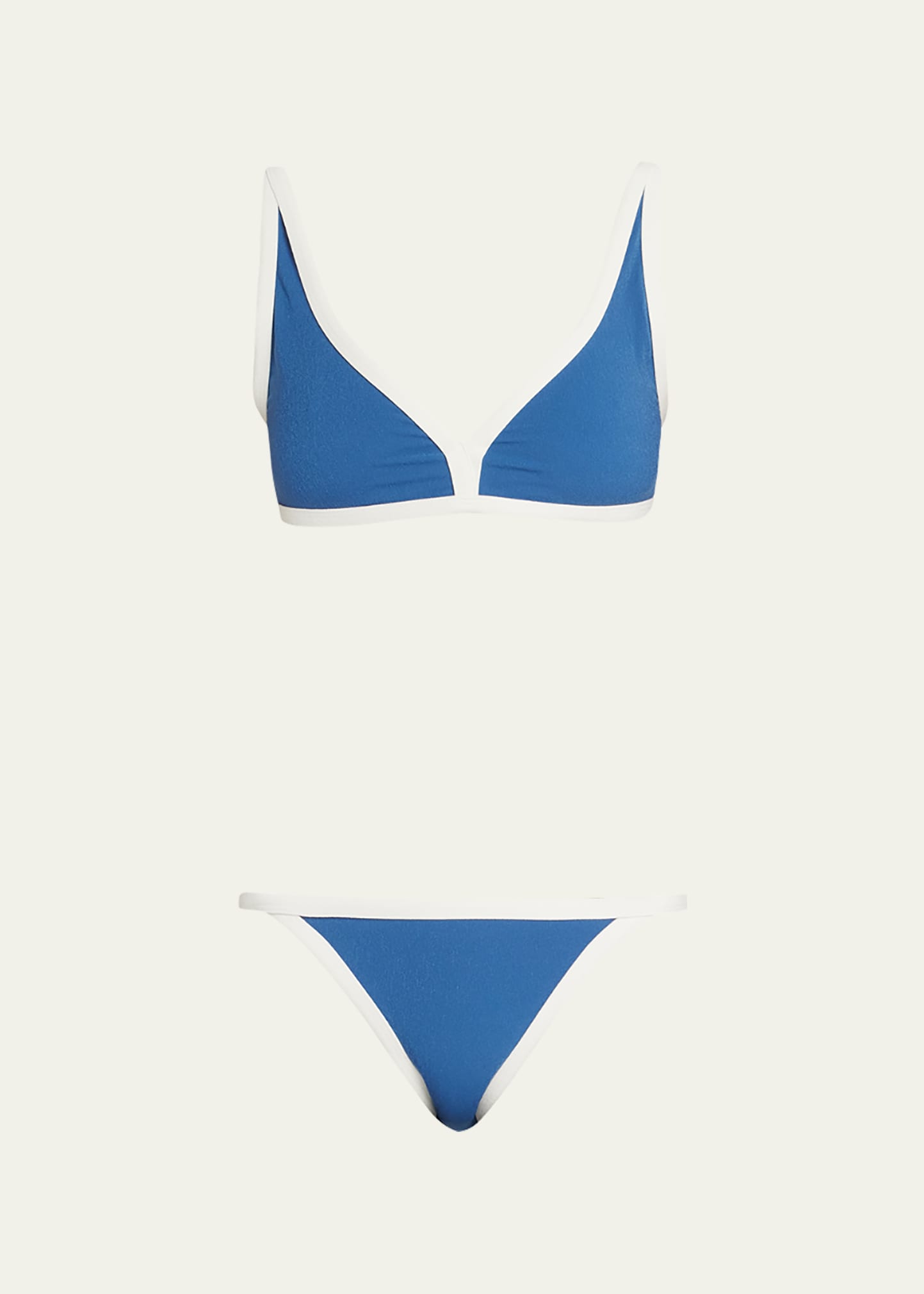 THE MARIA HIGH-WAIST BIKINI in NAVY & CREAM CREPE – Lisa Marie Fernandez