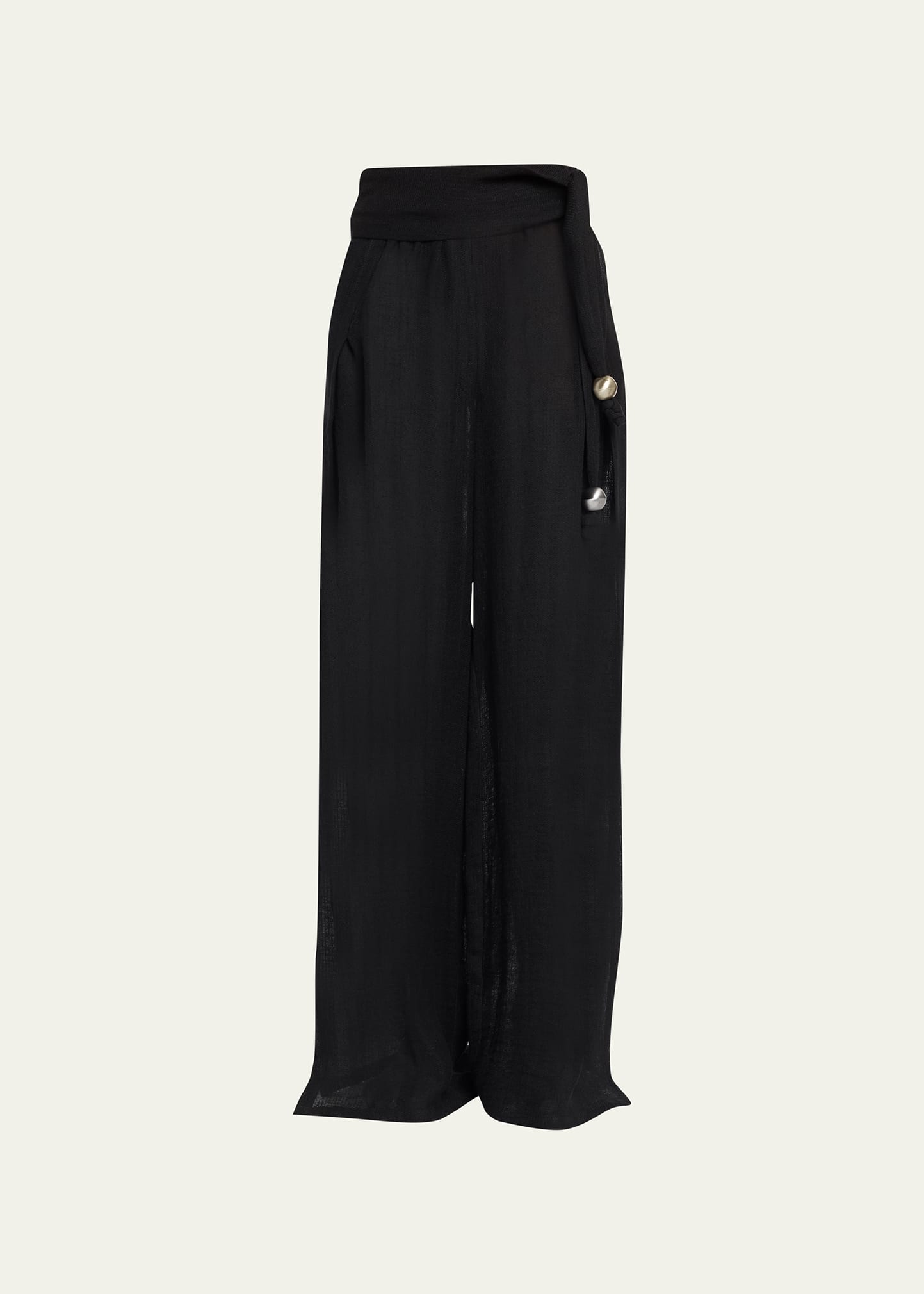 Lisa Marie Fernandez Cotton-gauze Open-side Pants In Black Organic Gau