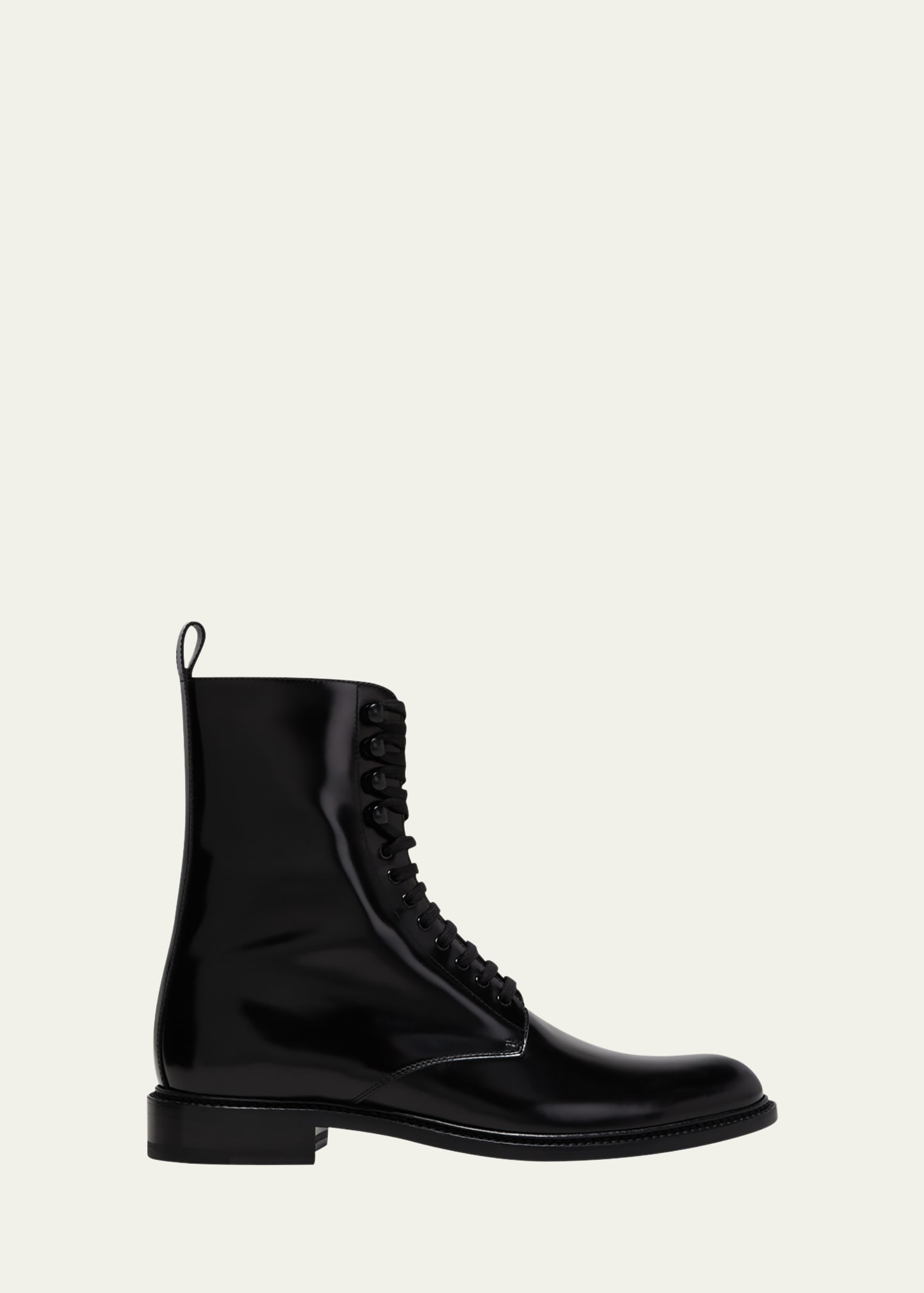 Shop Saint Laurent Men's Vaughn 20 Leather Lace-up Boots In Nero