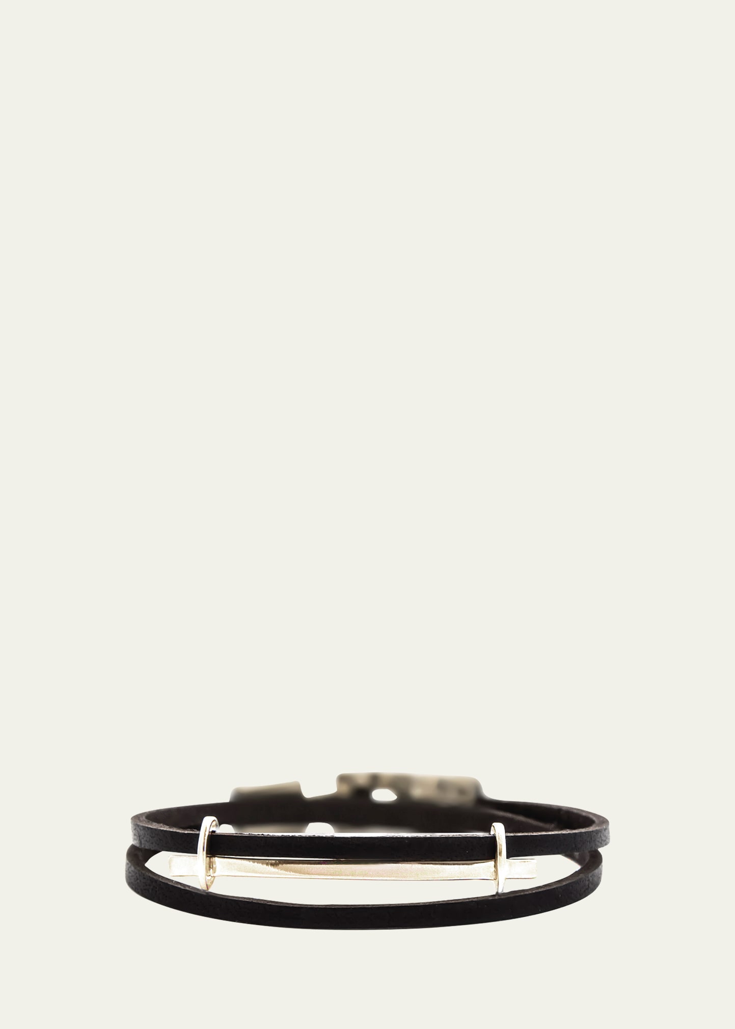 Men's San Remo Double Wrap Leather Bracelet with 14K Gold Bar