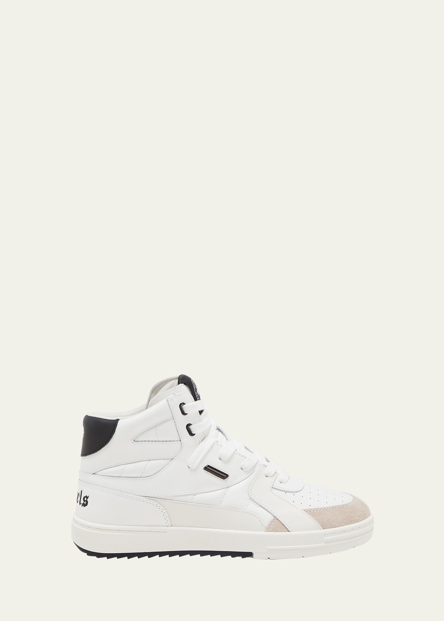 Palm Angels University Logo-print Leather And Suede High-top Trainers In White Black