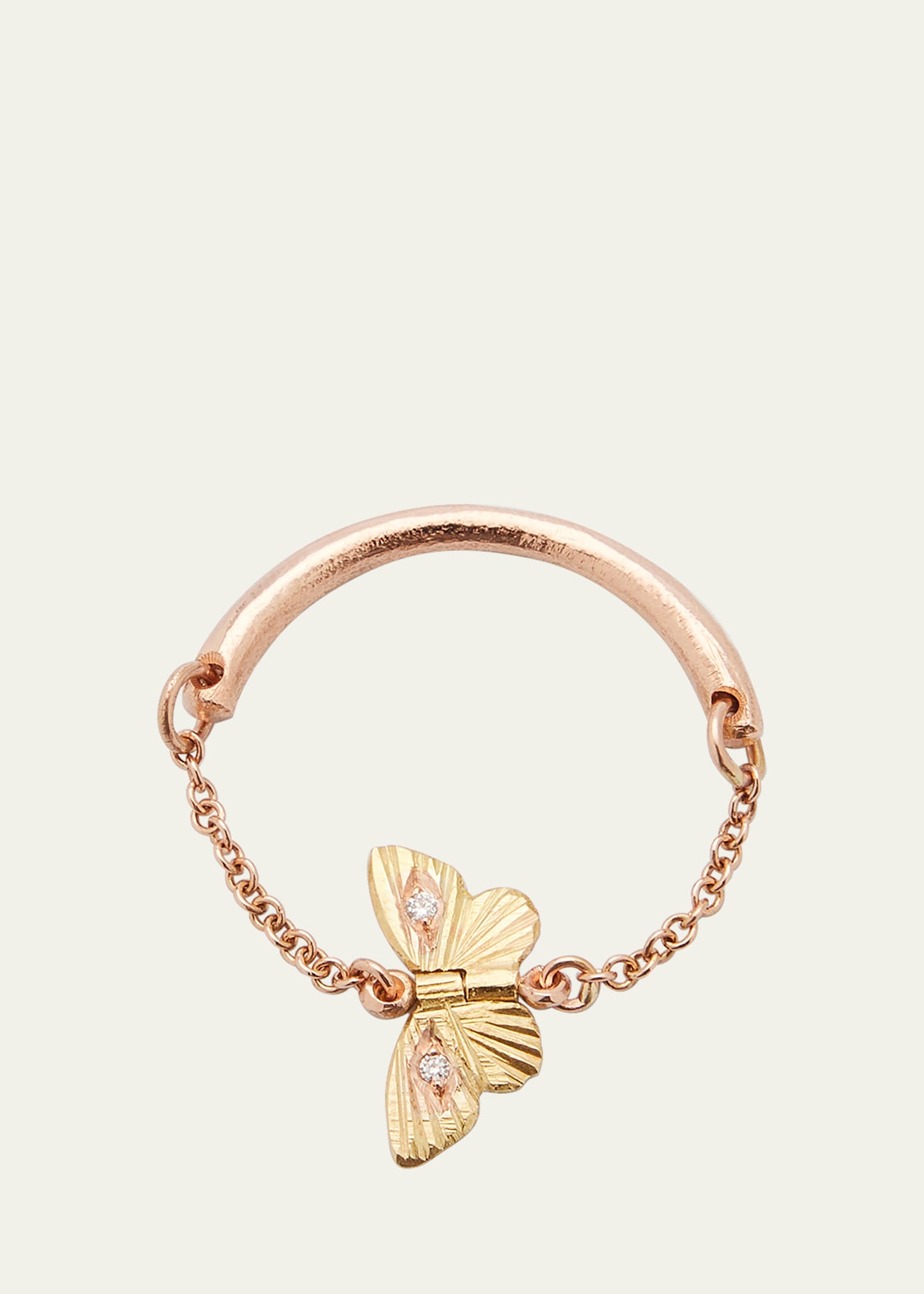 Migration Chain Ring in 18K Gold, 14k Rose Gold and White Diamonds