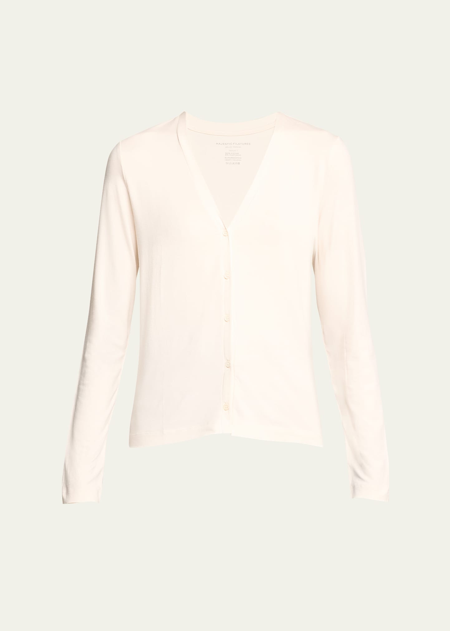 Shop Majestic Soft Touch Button-front Cardigan In 104 Cream