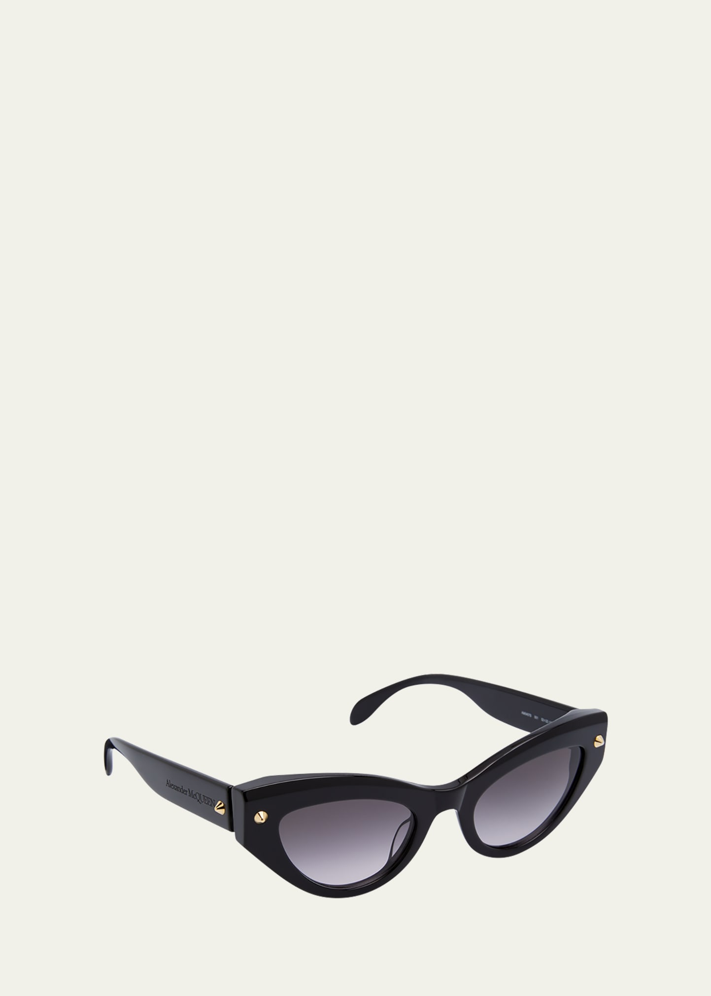 Alexander Mcqueen Acetate Cat-eye Sunglasses W/ Studded Detail In 001 Shiny Solid B