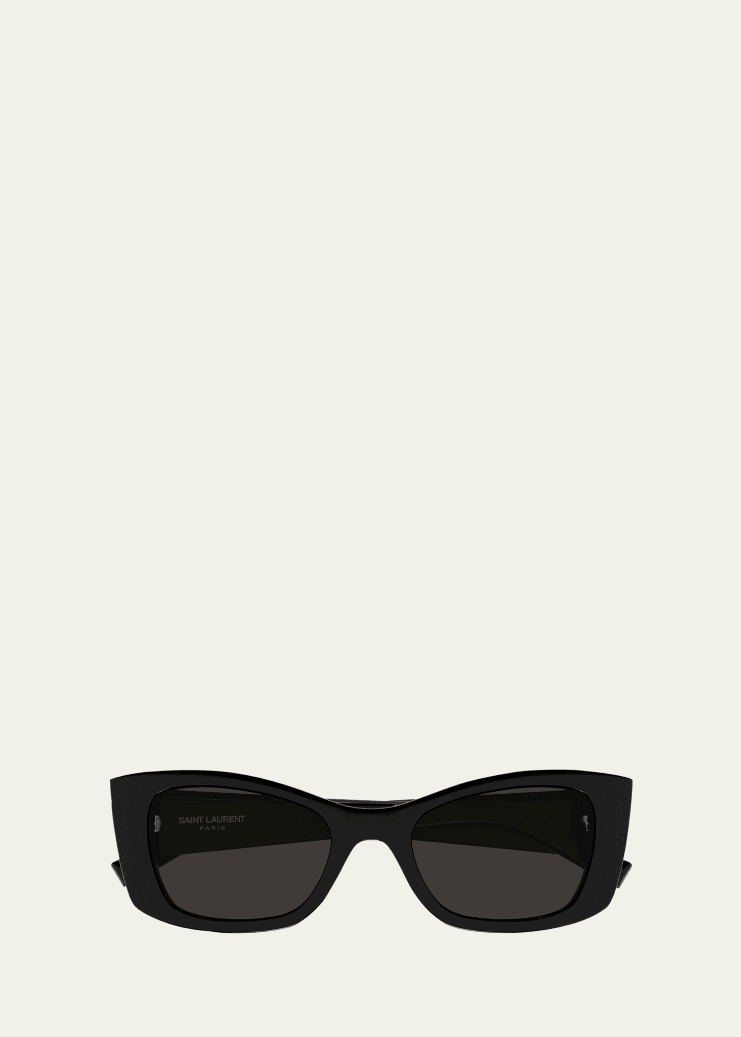 Saint Laurent Logo Injection Plastic Cat-eye Sunglasses In Shiny Black