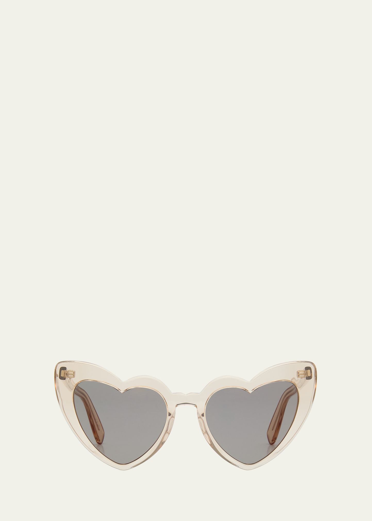 Shop Saint Laurent Logo Heart-shaped Acetate Sunglasses In Shiny Transparent