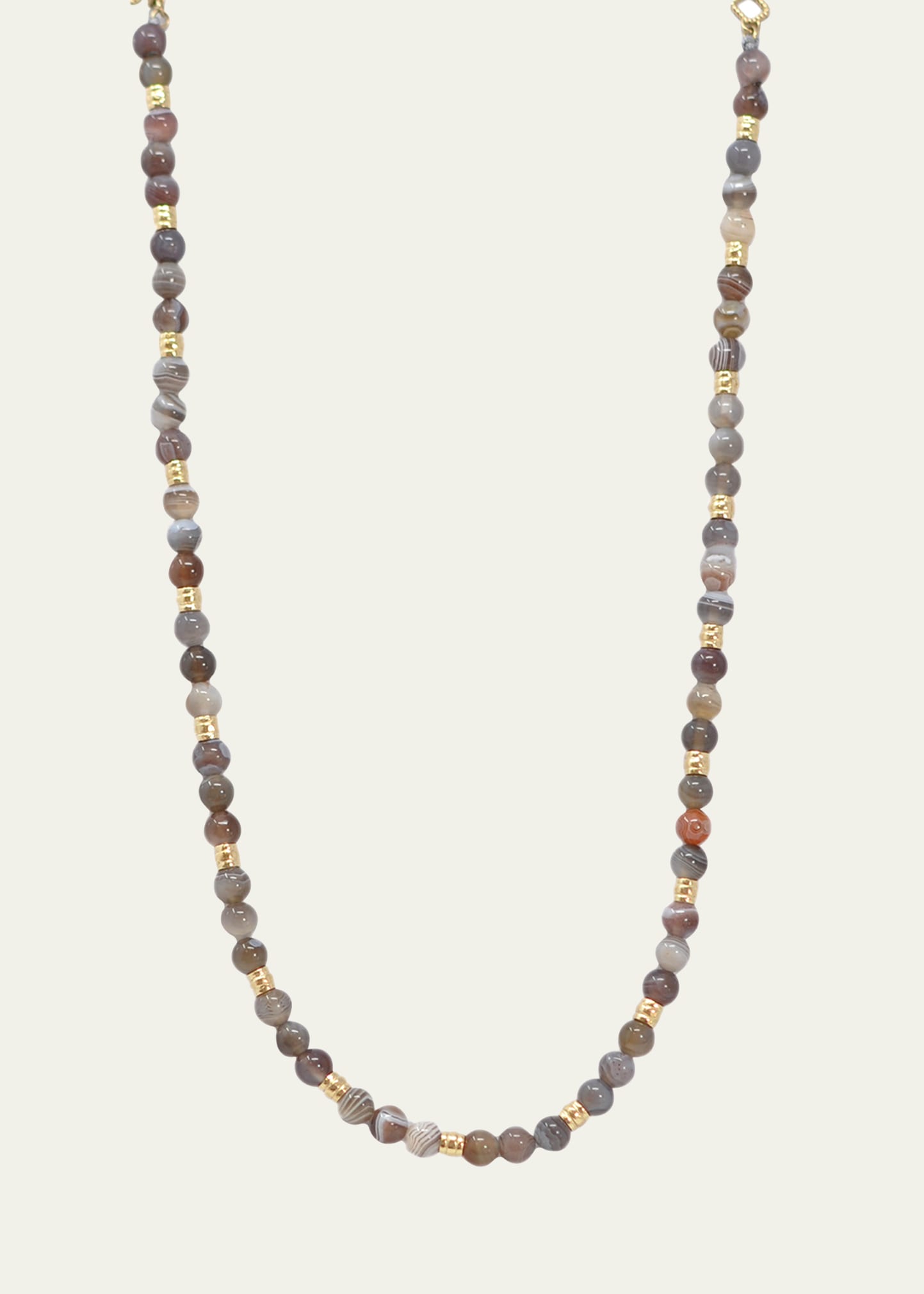 18K Yellow Gold Agate Beaded Necklace