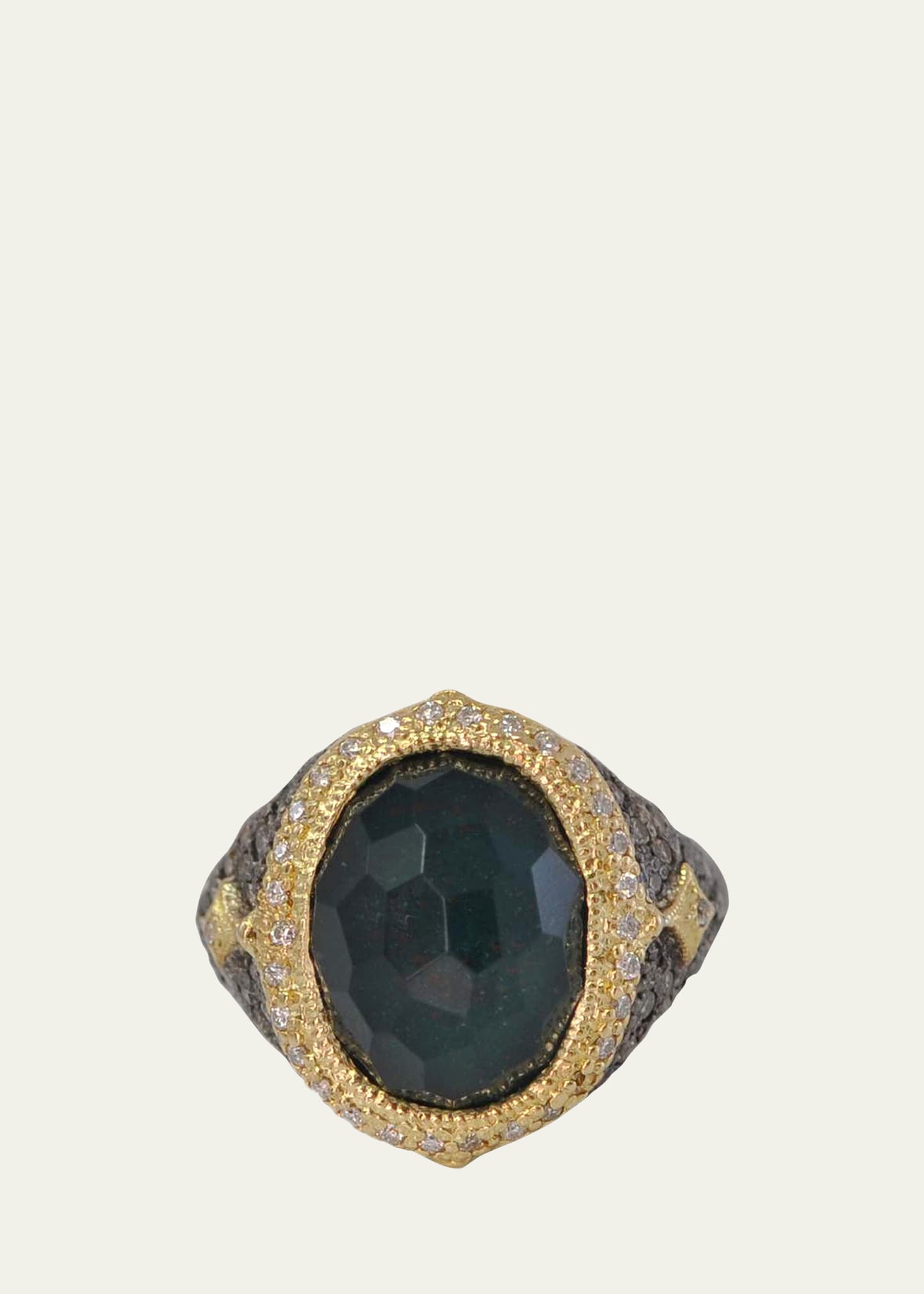 Armenta 18K Yellow Gold Diamond and Oval Bloodstone Doublet Ring