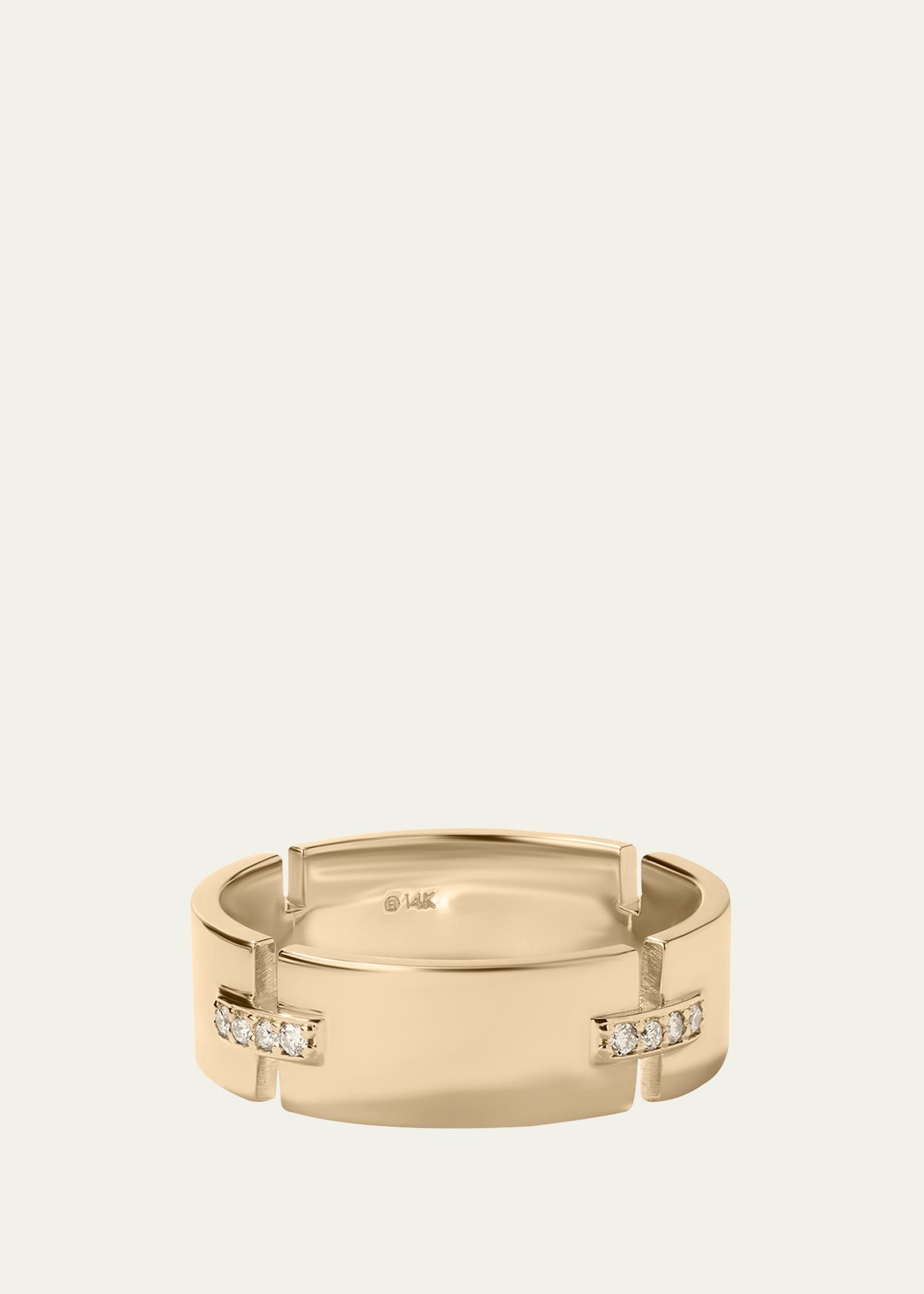 14K Flawless Tag Link Vanity Ring with Diamonds