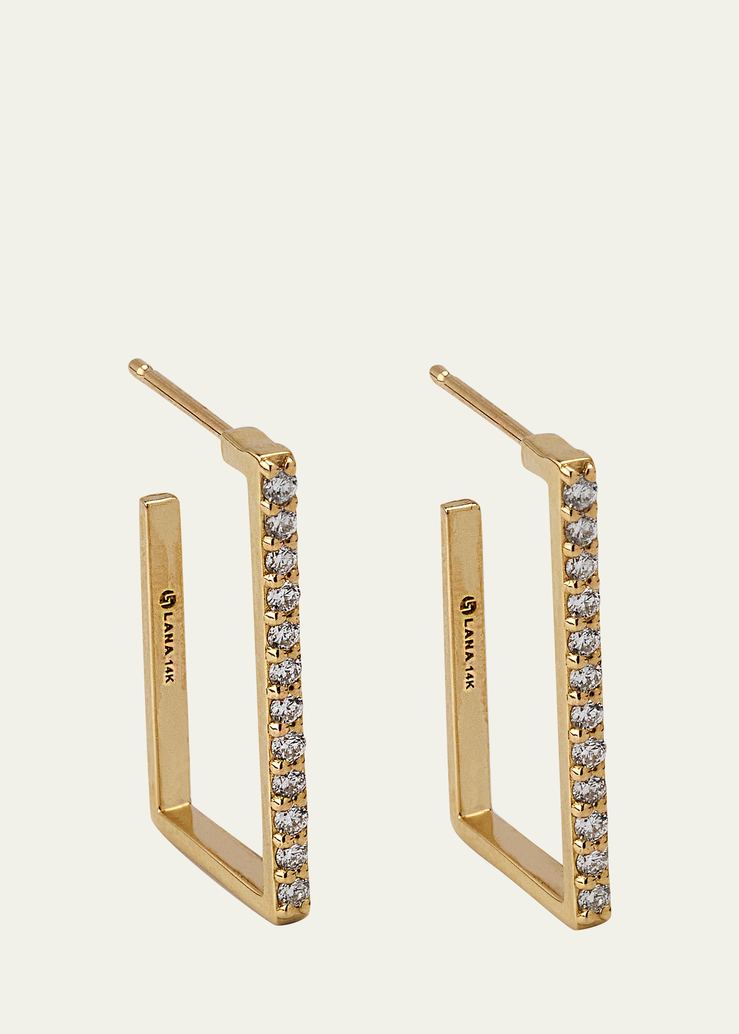 Lana Flawless 14k Gold Rectangle Diamond Hoop Earrings In Yg