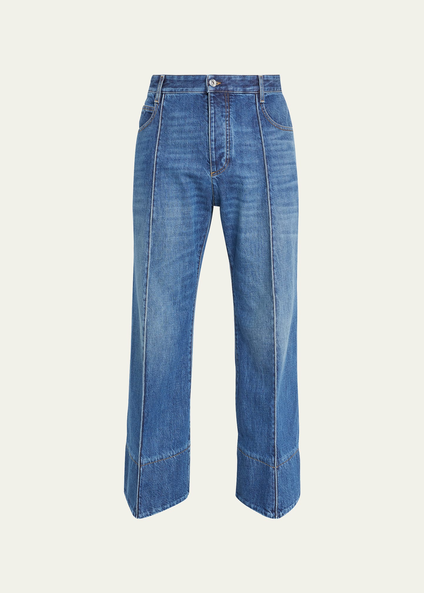 Shop Bottega Veneta Men's Curved Jeans With Center Seam In Midniteblu