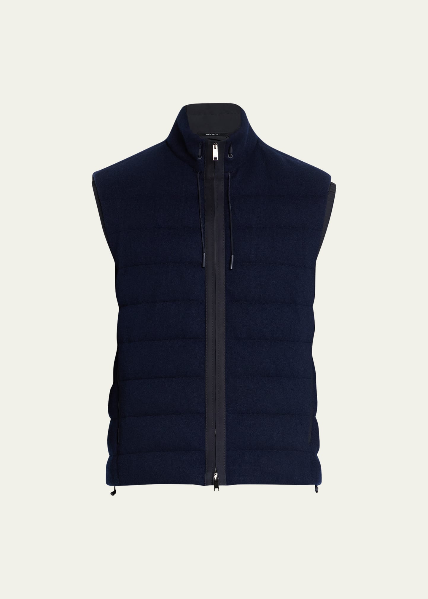 Zegna Men's Quilted Cashmere Full-zip Vest In Navy Sld