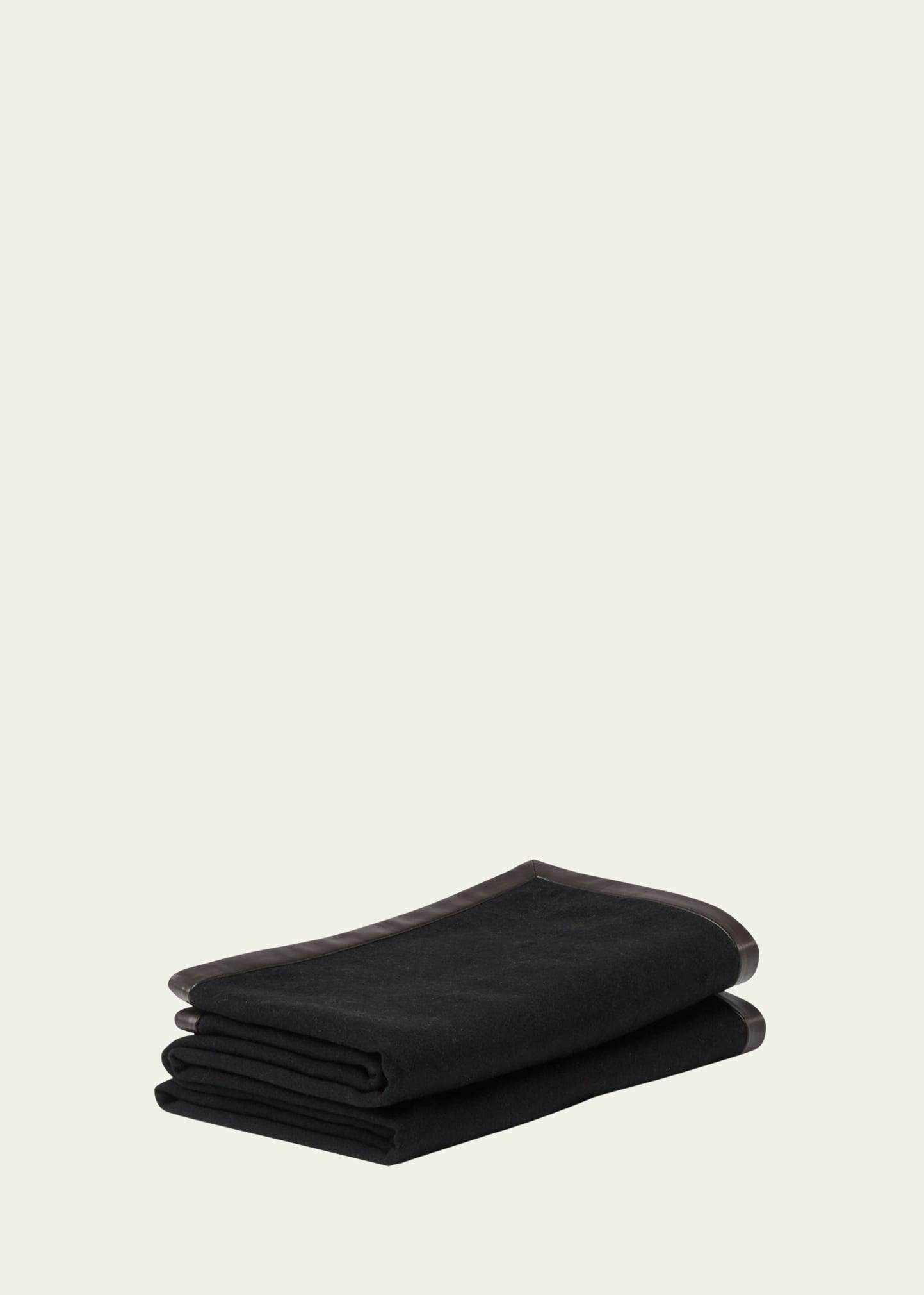 Alonpi Salon Leather Trimmed Cashmere Throw Blanket In Black