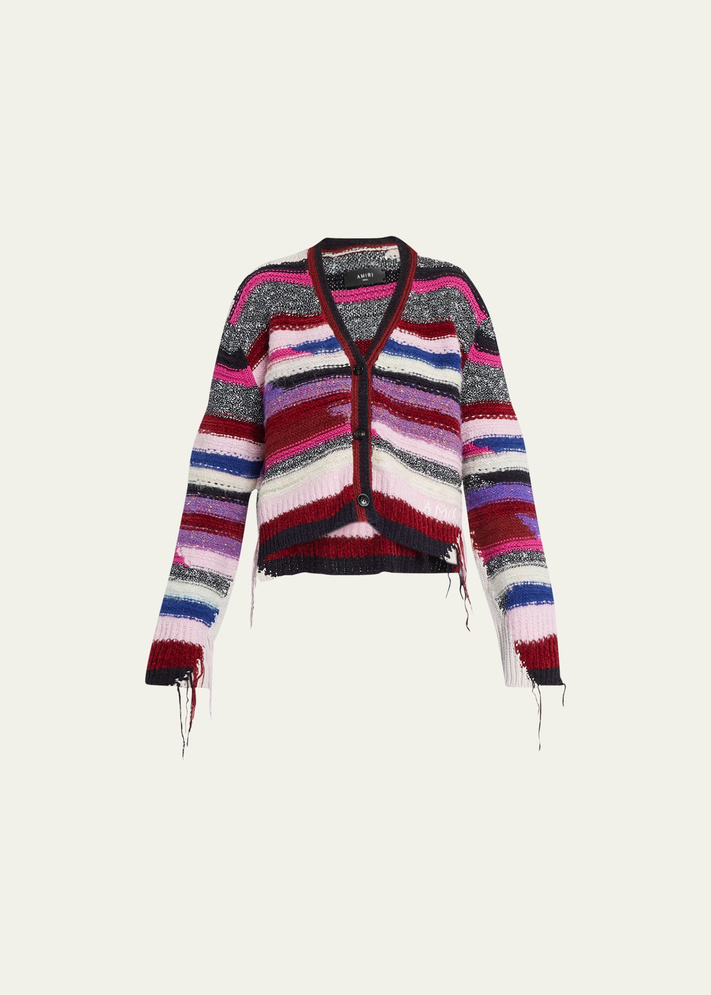 Amiri Cardigan In Multicolor Cotton And Nylon In Purple