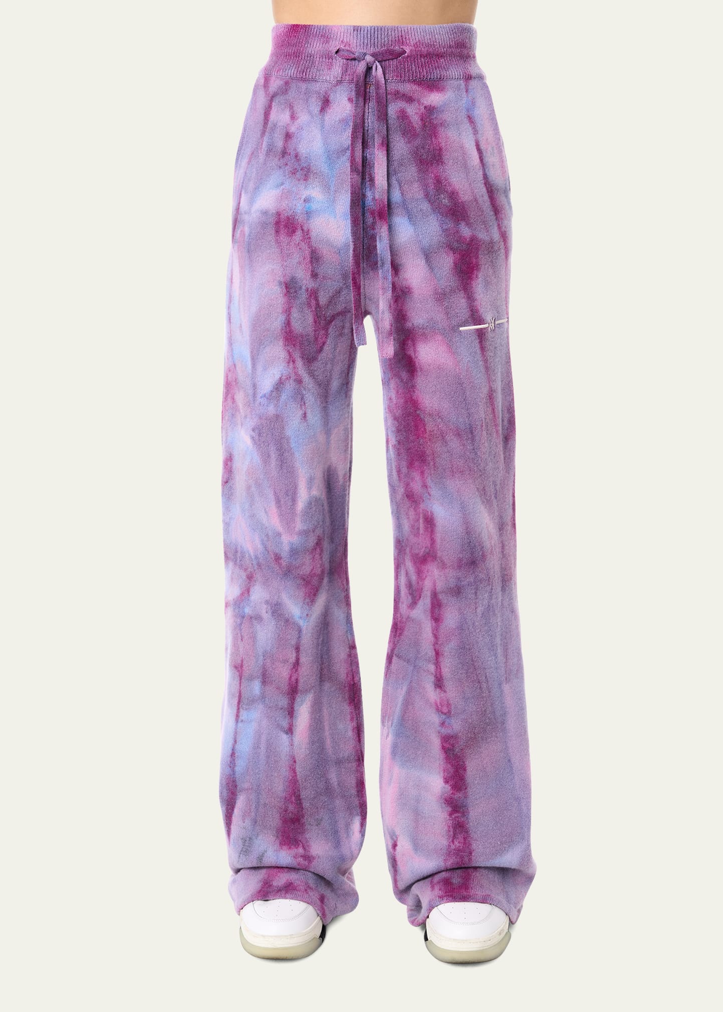 Tie-Dye Flare Drawstring Cashmere Sweatpants
