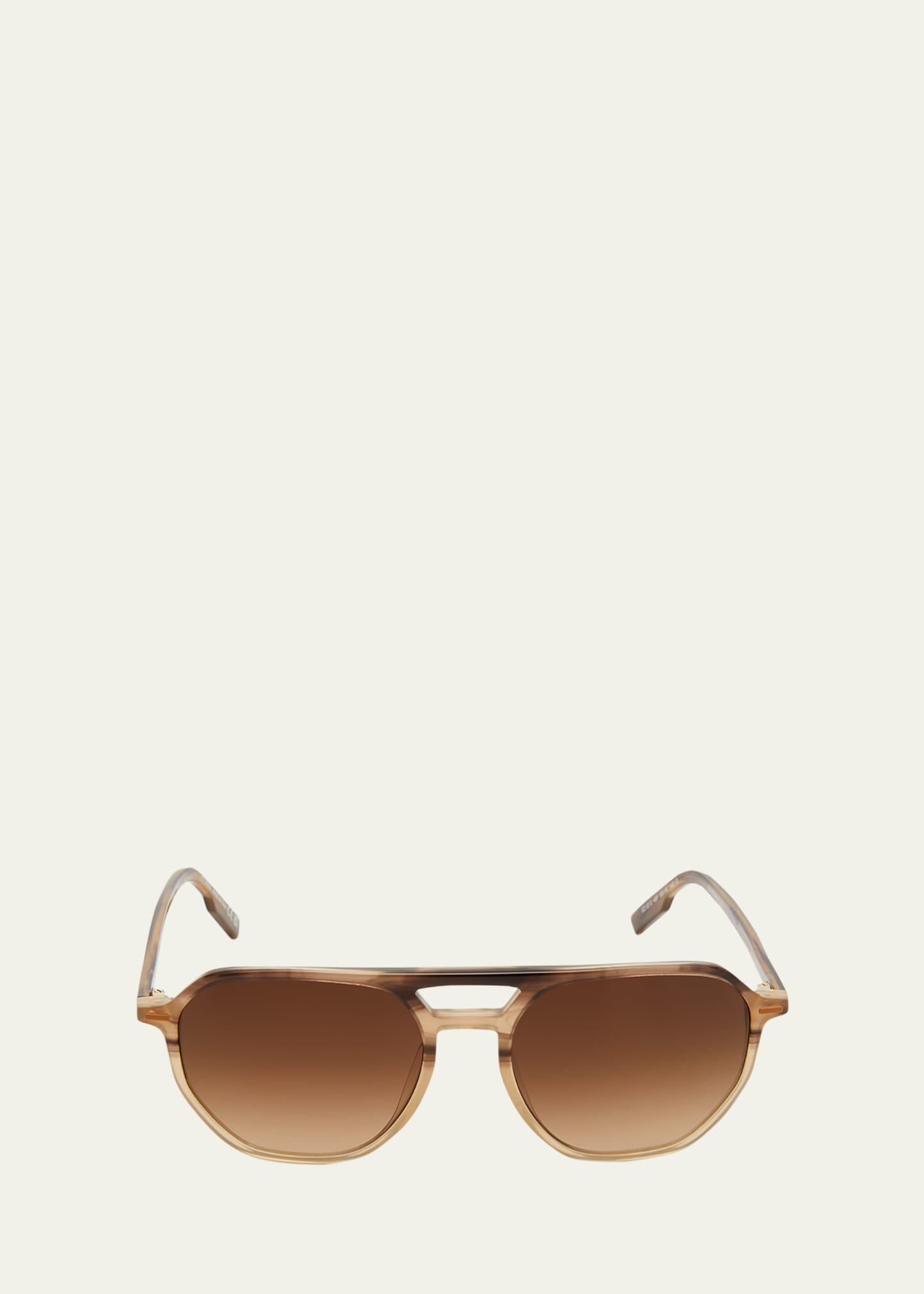 Zegna 55mm Aviator Sunglasses In Striped Brown