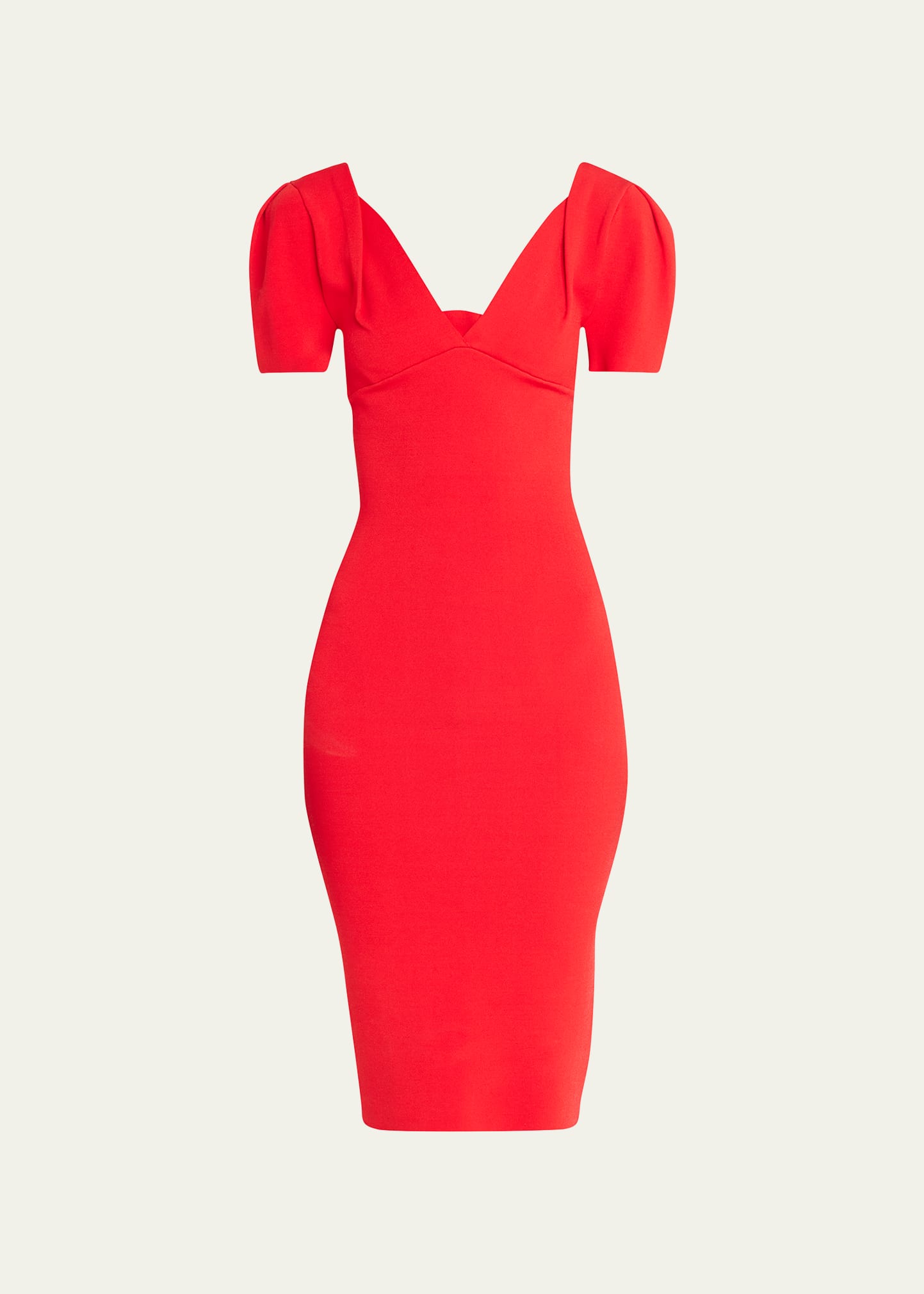 Short-Sleeve Knit Midi Dress, Red