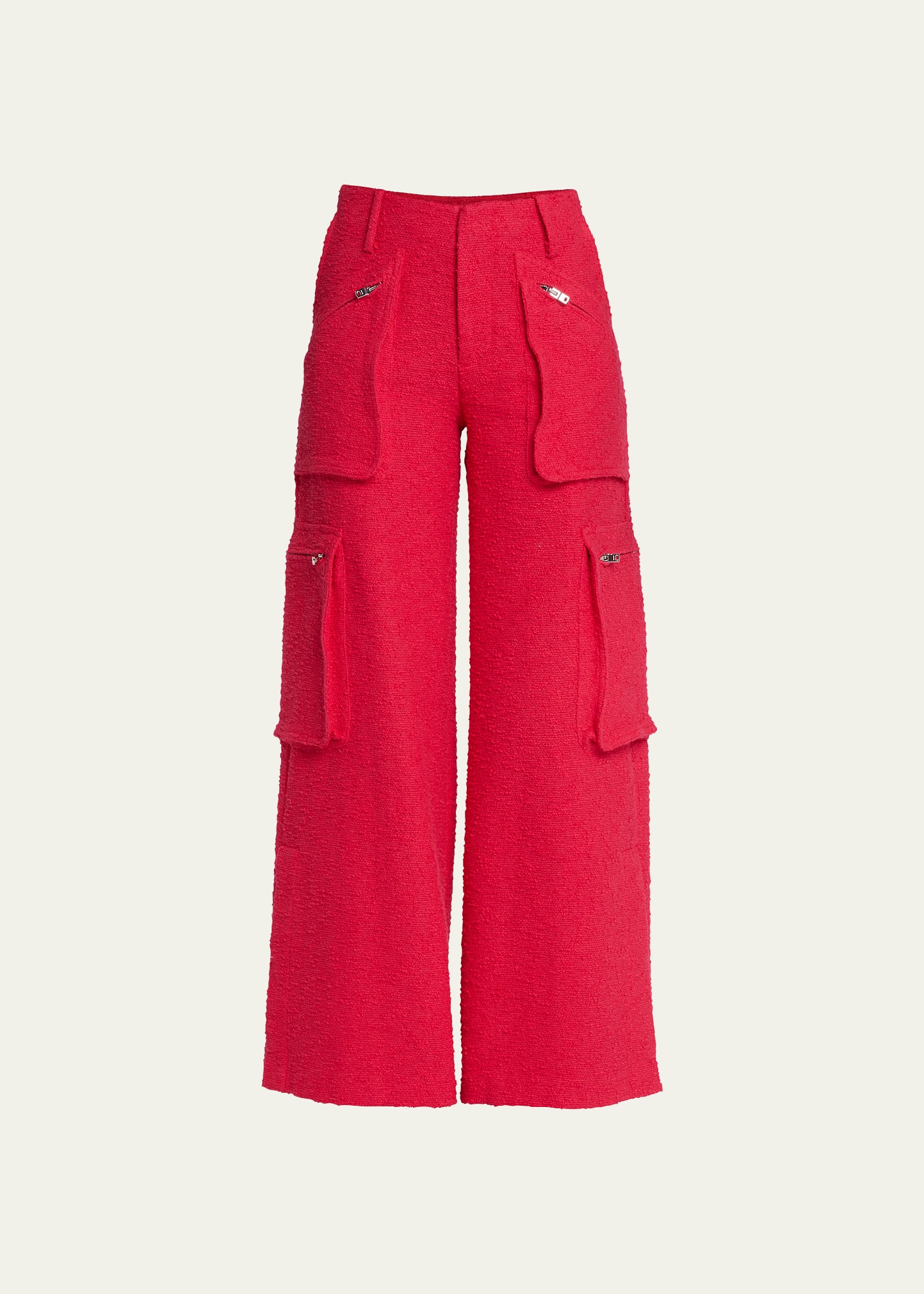 High-rise wide-leg bouclé cargo pants in pink - Amiri