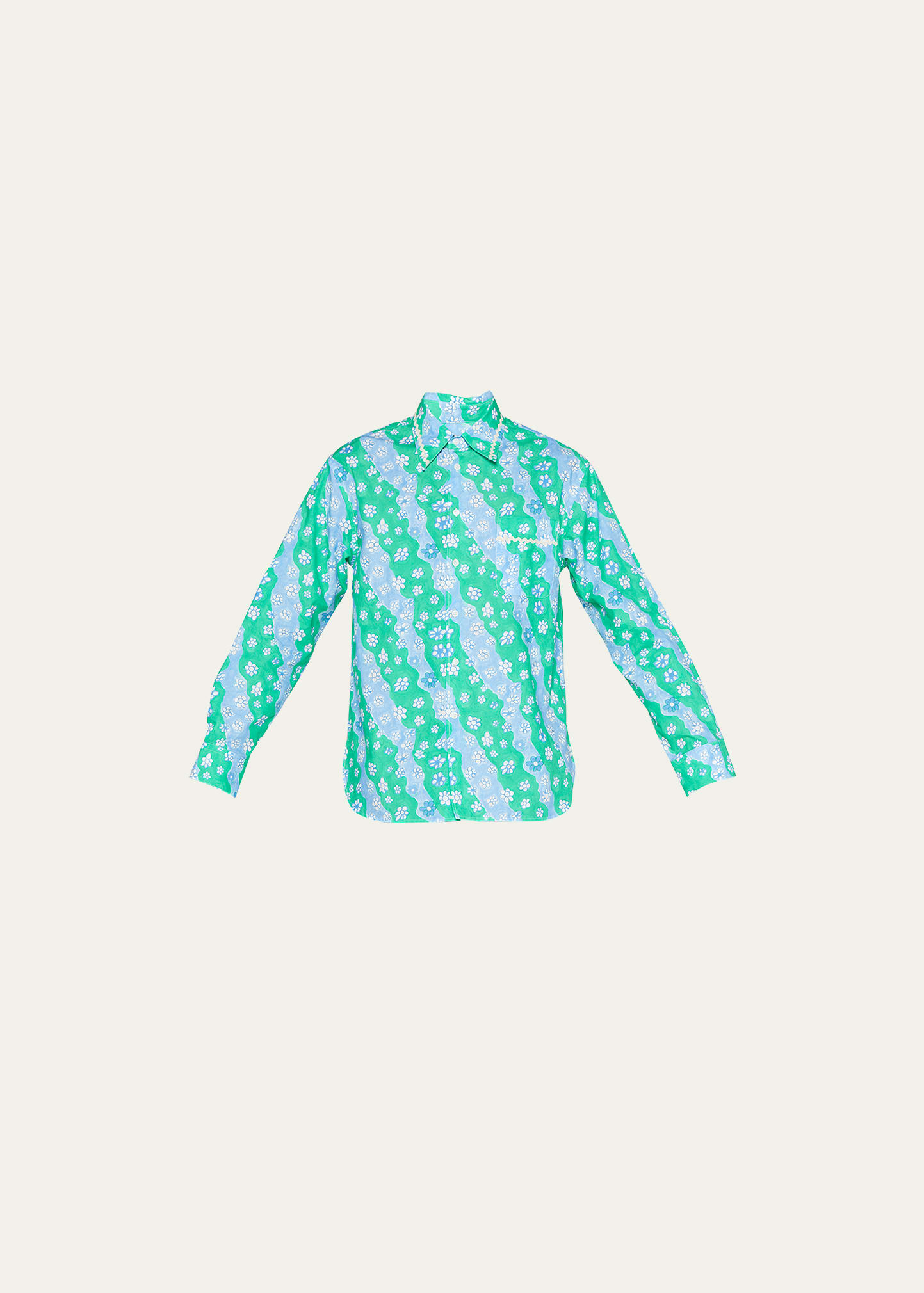 Men's Diagonal Flower-Print Sport Shirt