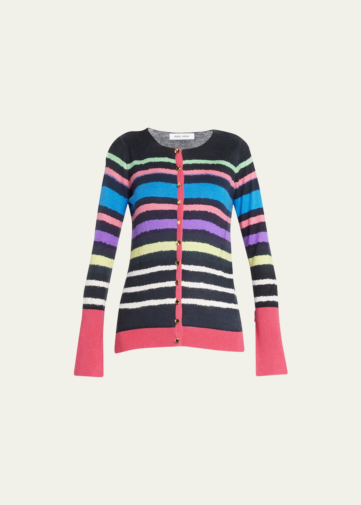 Split-Sleeve Striped Cardigan