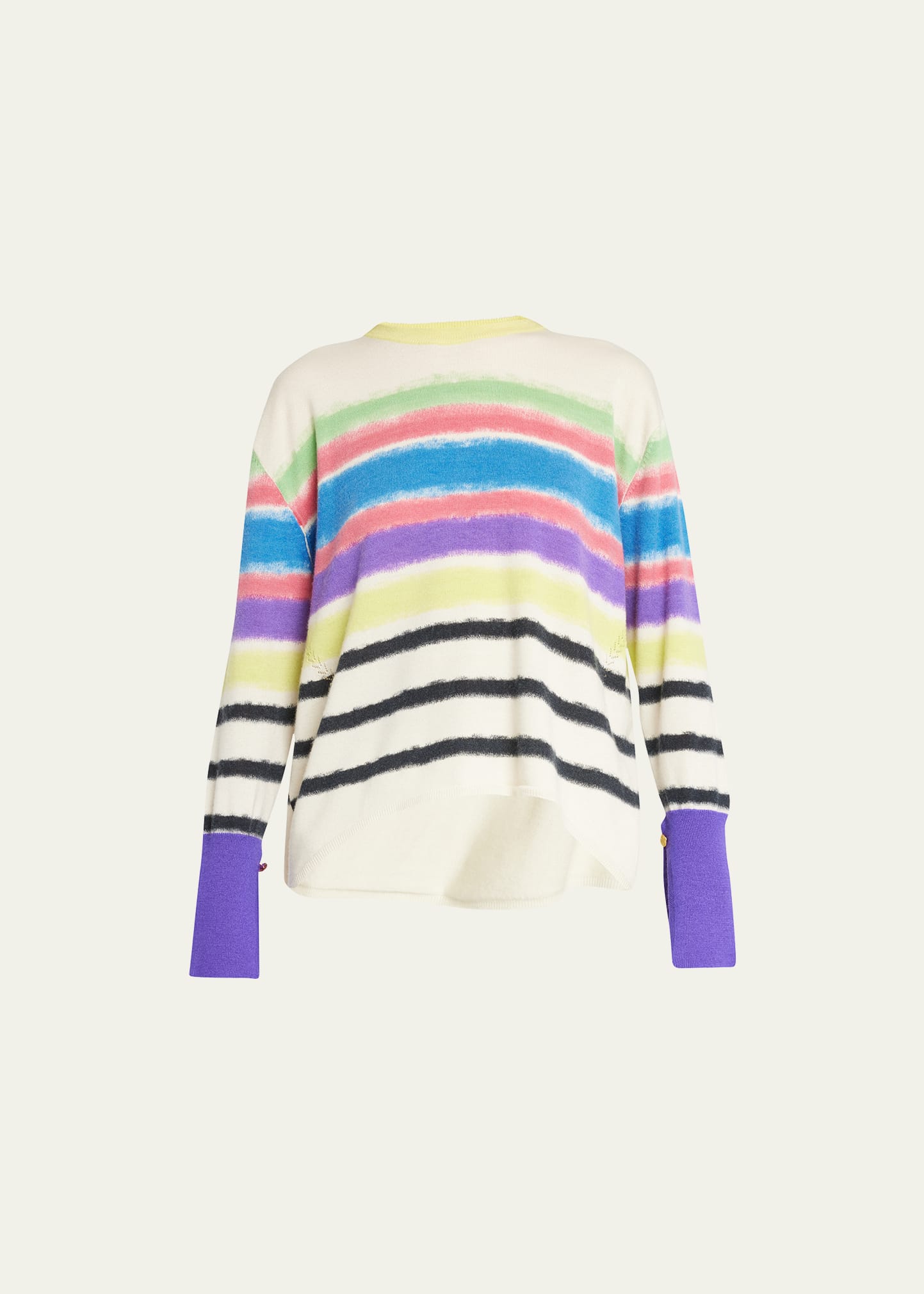 Striped Pitch Hem Wool-Cashmere Sweater