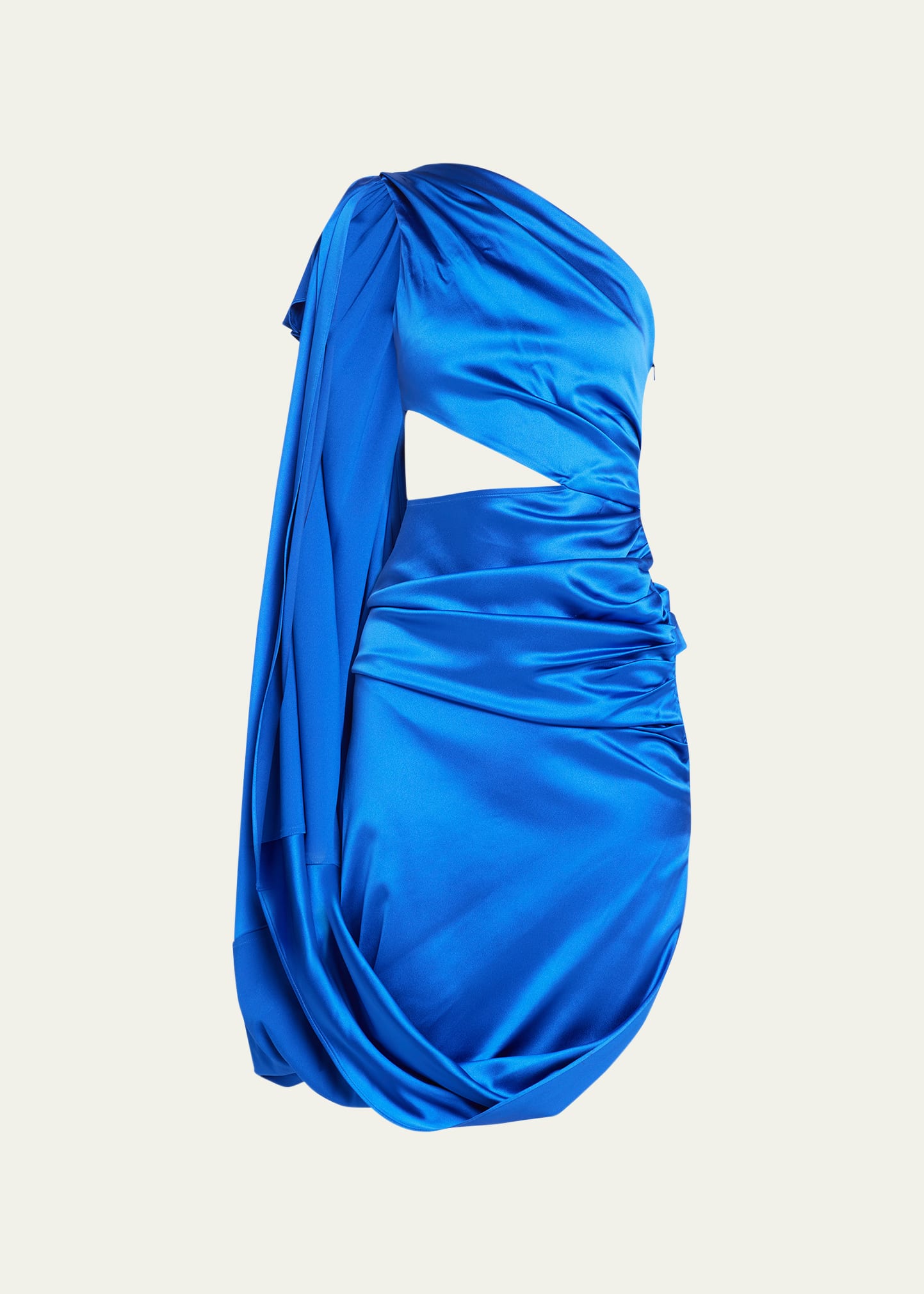 Prabal Gurung One shoulder Cutout Satin Mini Dress With Bow Shoulder In Azure ModeSens