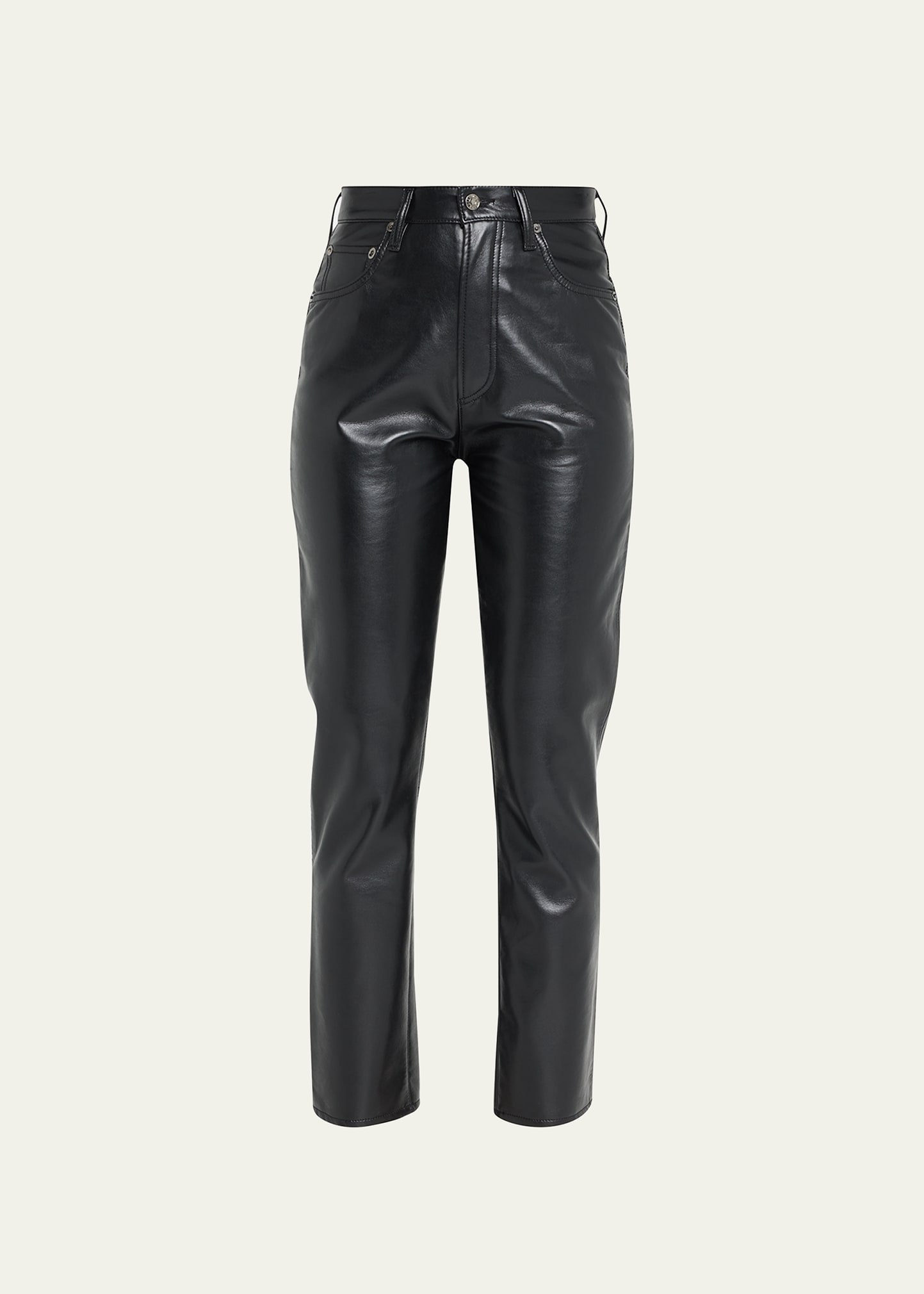 Agolde Riley Straight-leg Recycled Leather Jeans In Detox Black
