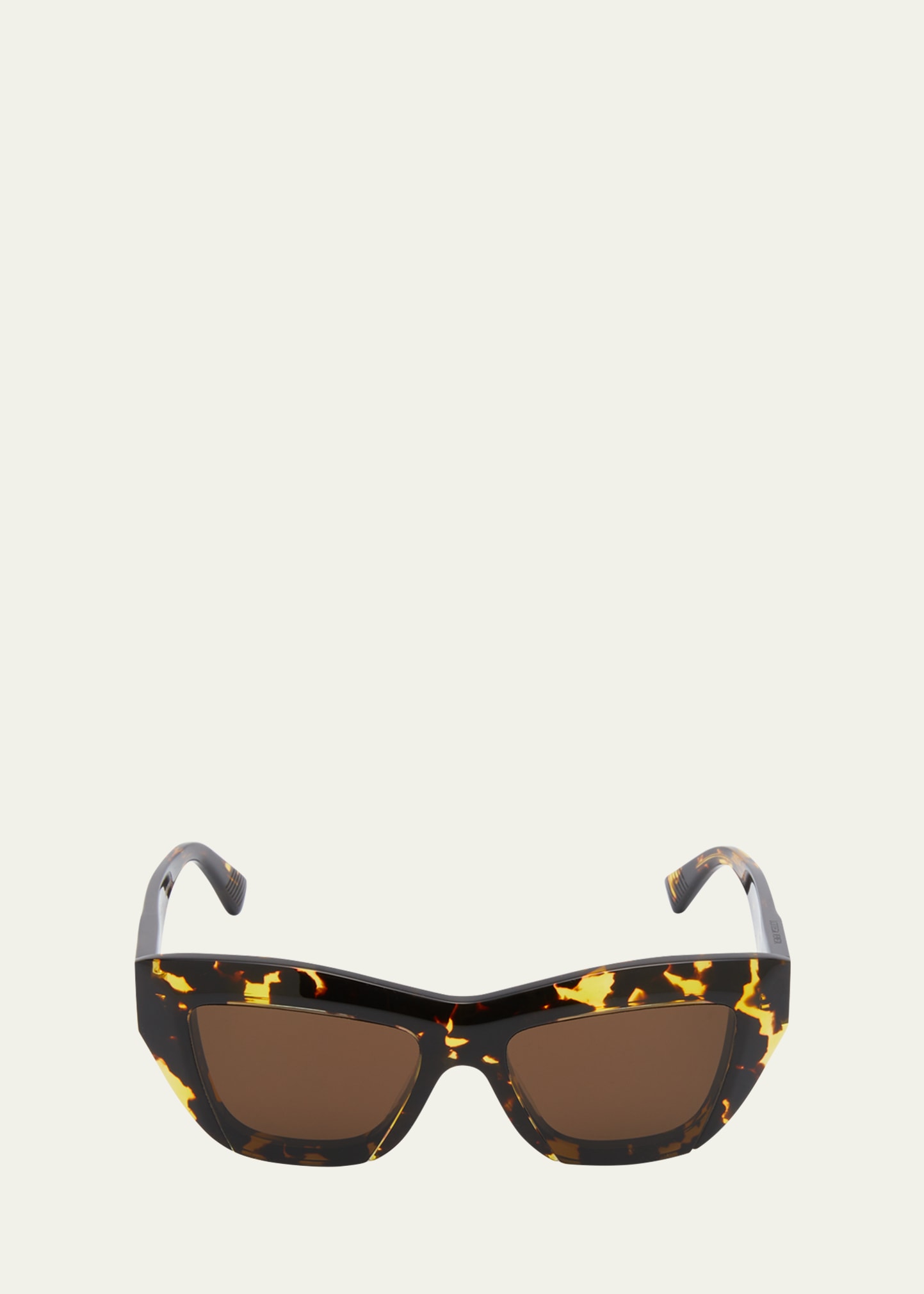Shop Bottega Veneta Raised Logo Acetate Cat-eye Sunglasses In 002 Shiny Spotted